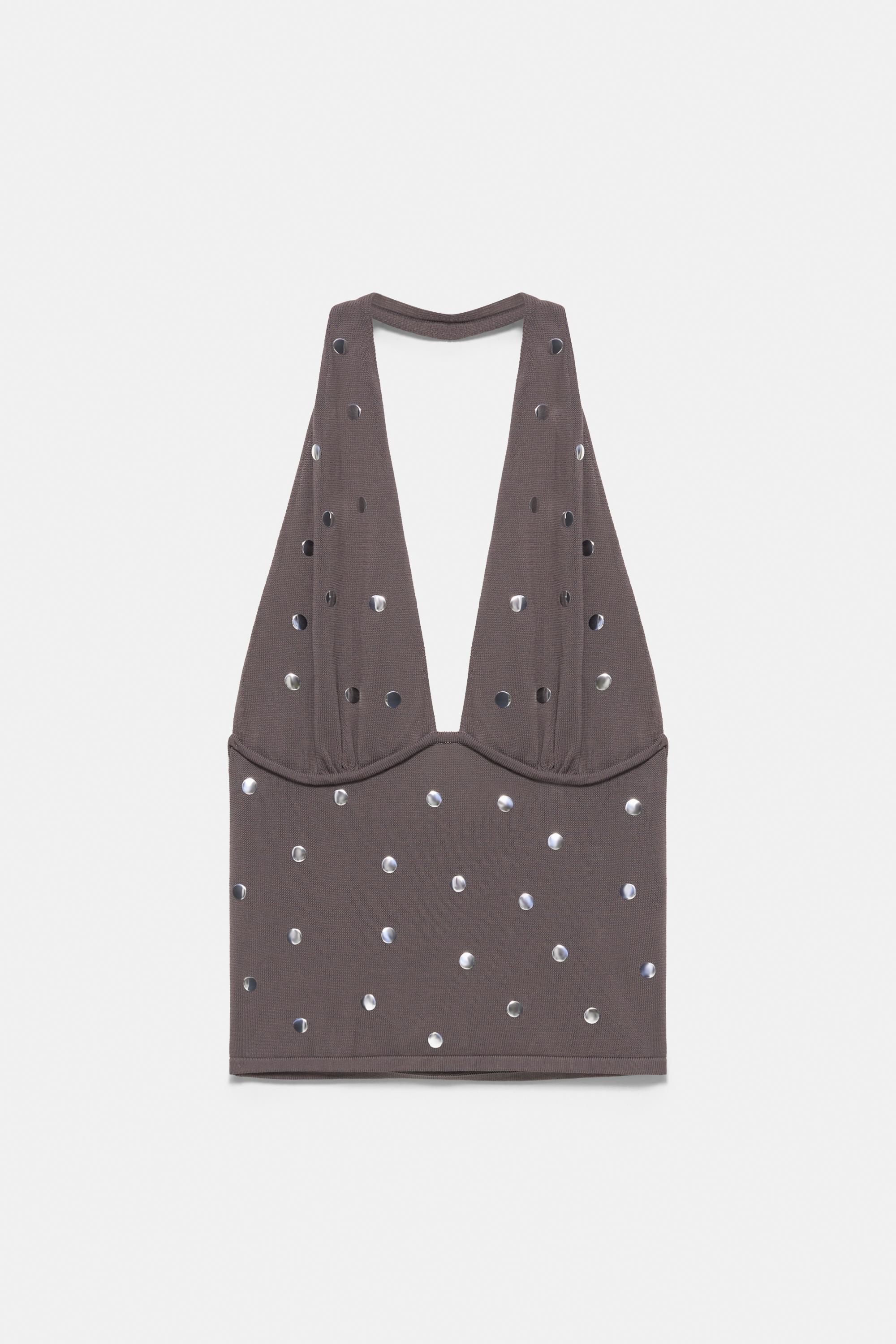 Studded halter top — Steel