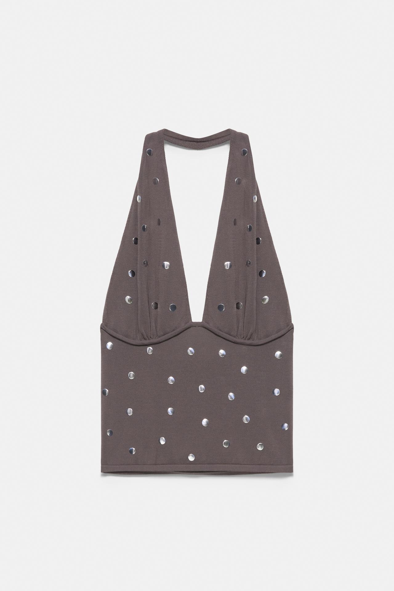 Studded halter top — Steel