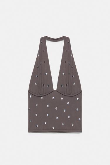 Studded halter top — Steel 6