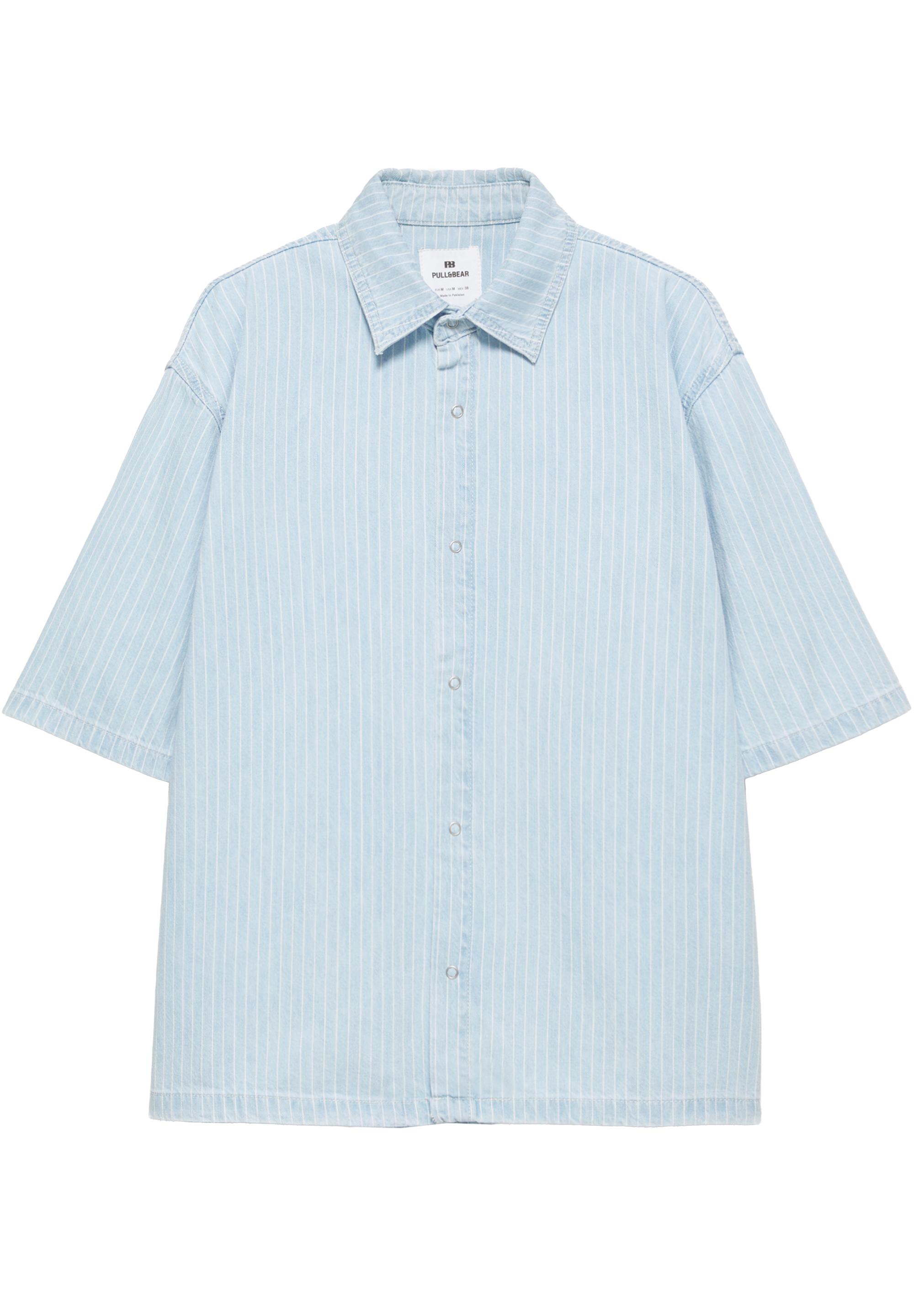 Denim striped short sleeve shirt — Pale indigo