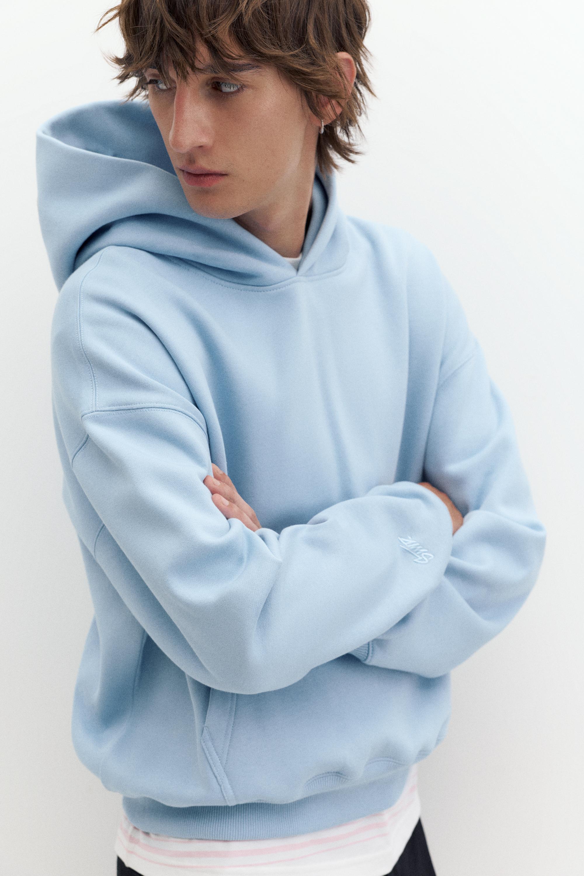STWD boxy-fit logo hoodie — Sky blue