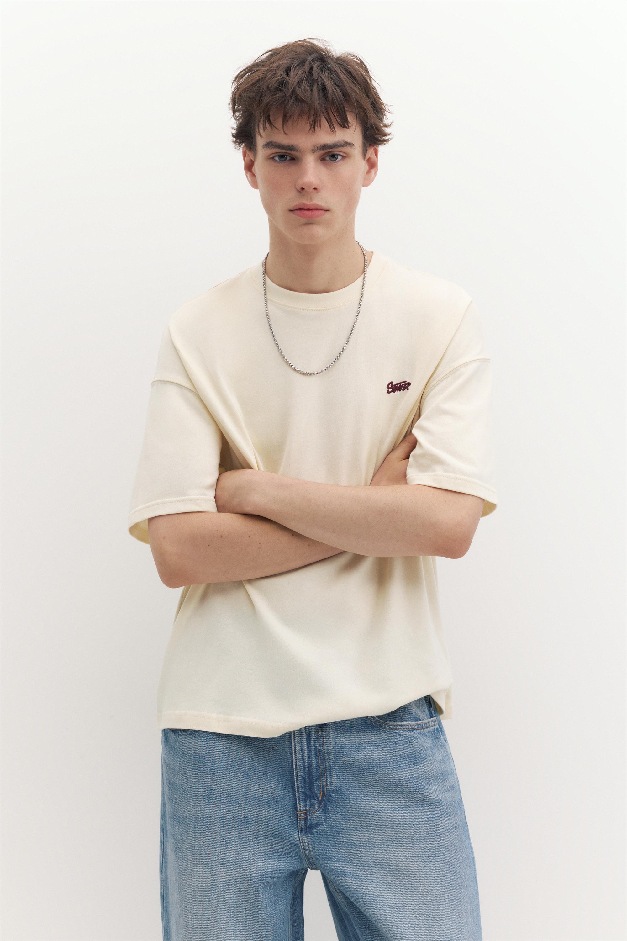 Boxy STWD logo T-shirt — Ecru