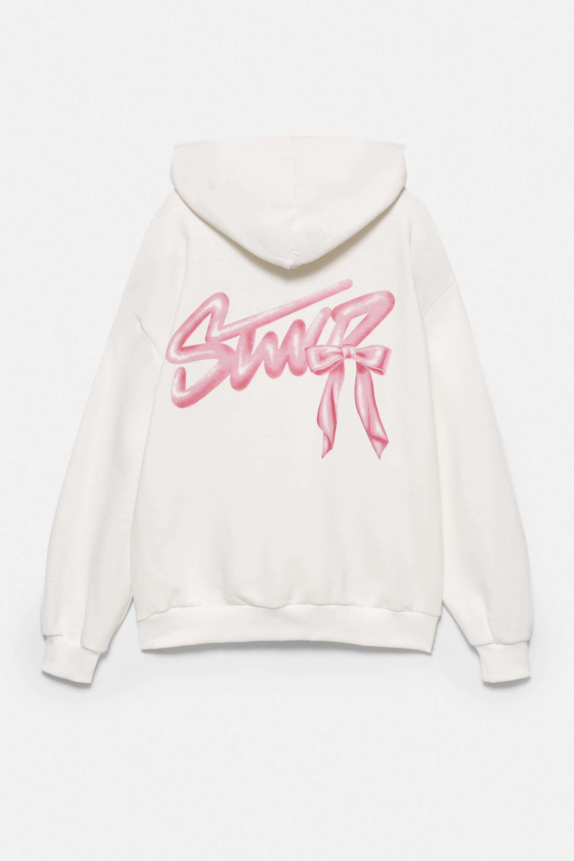 Fiyonk grafikli kapüşonlu sweatshirt - Görsel 3