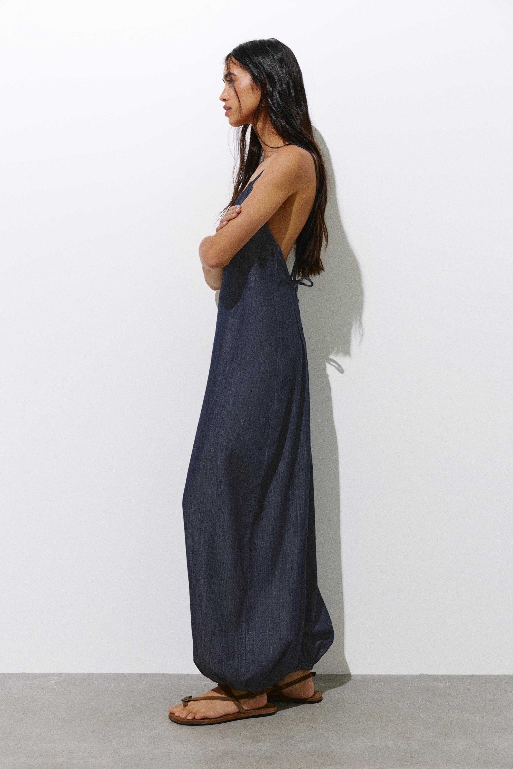 Denim jumpsuit with straps — Navy