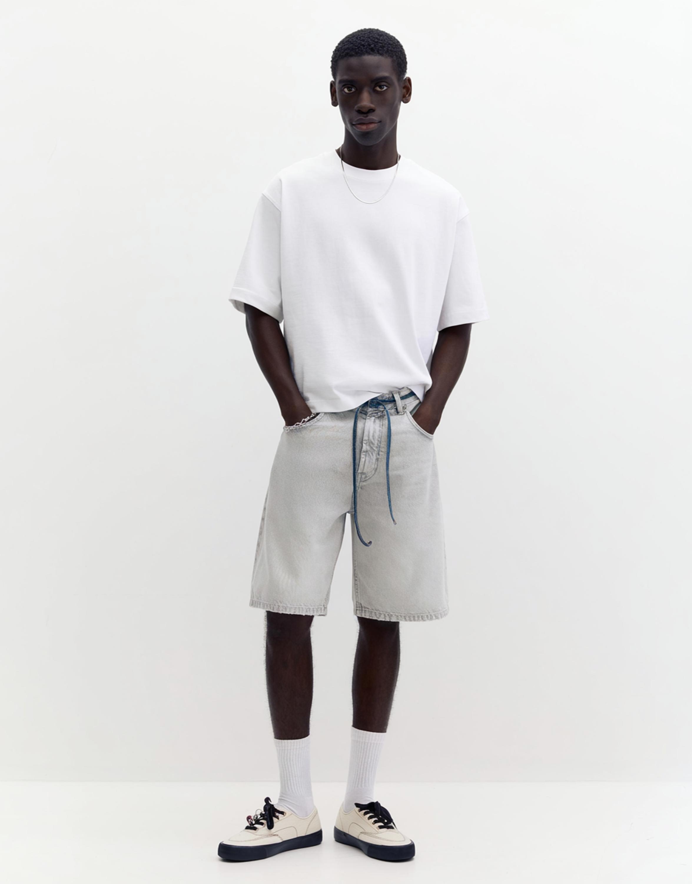 Cropped short sleeve T-shirt — Off white