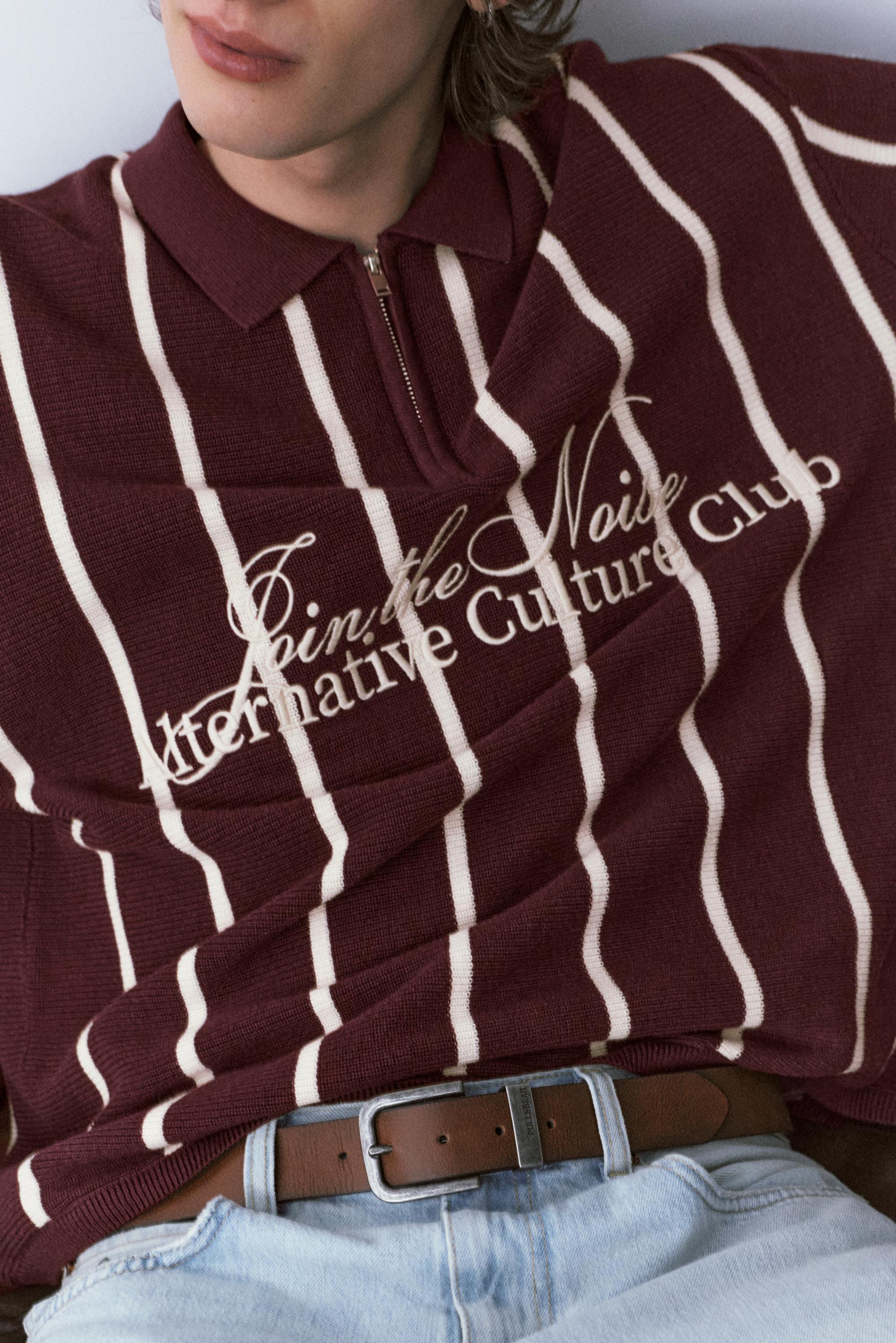 Fermuarlı çizgili triko polo - Görsel 22