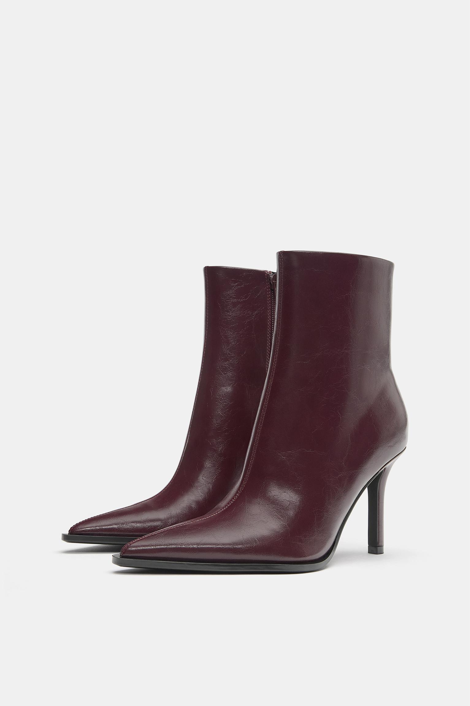 Stiletto heel ankle boots — Burgundy