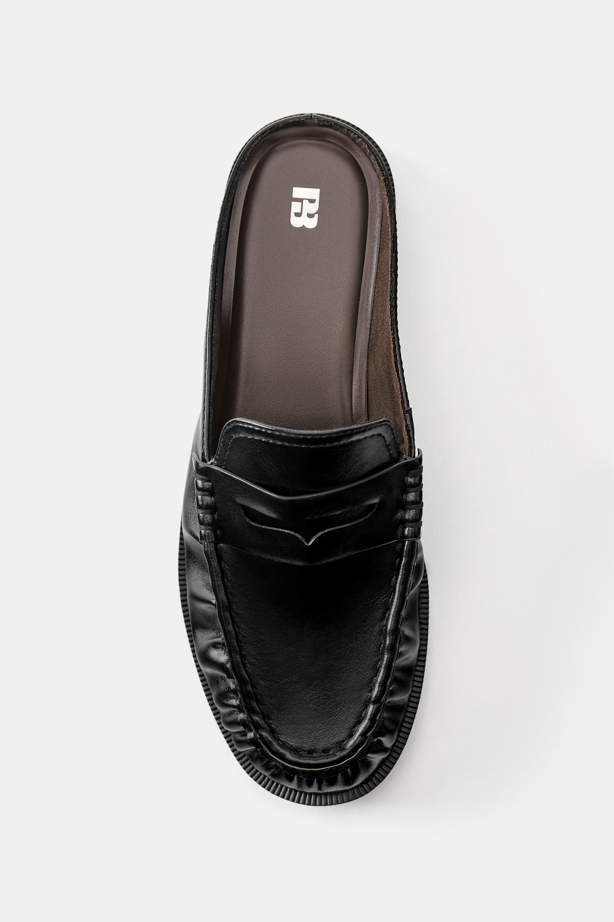 Gathered slingback loafers — Black
