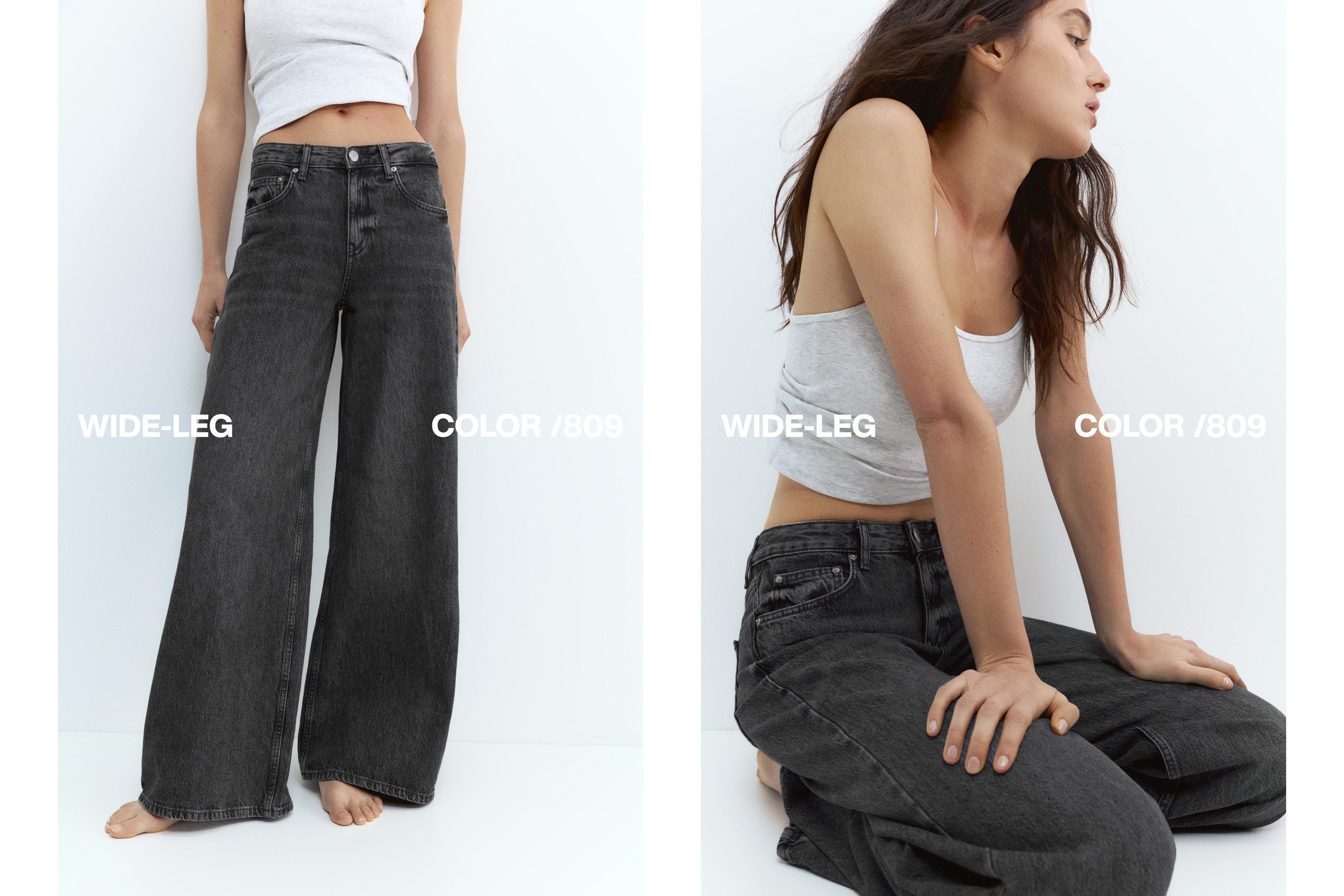 Low-rise wide-leg jeans — Medium grey