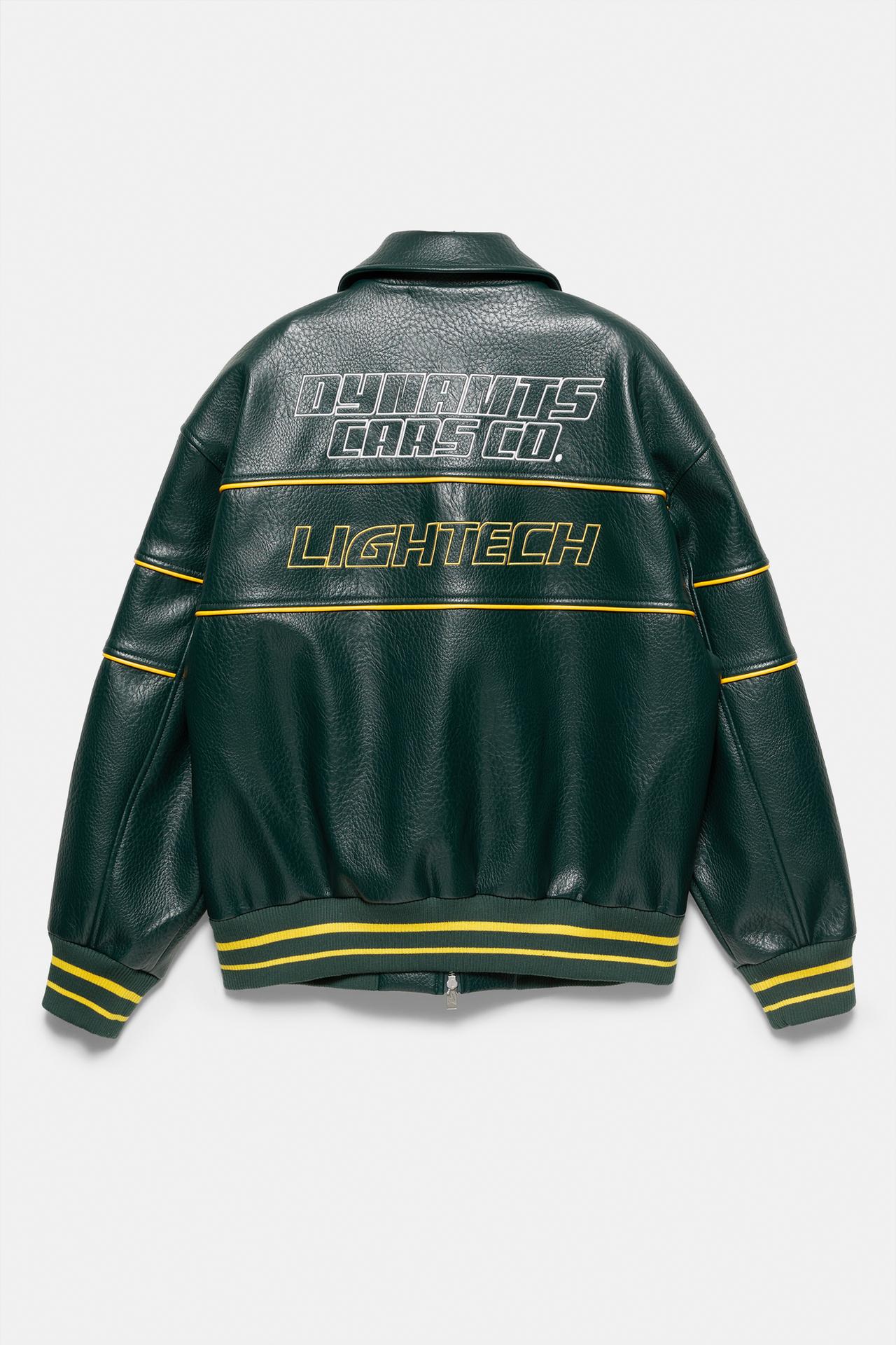 Leather effect embroidered jacket — Medium green