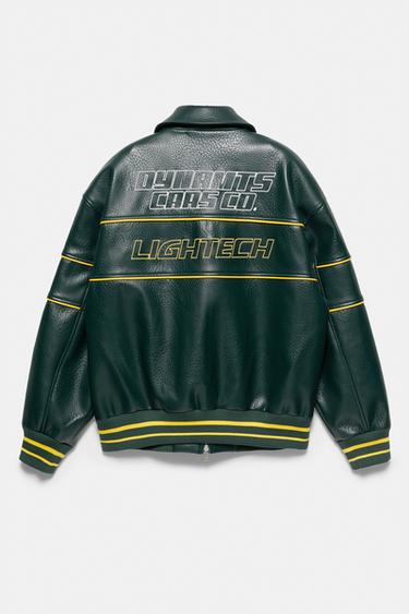 Leather effect embroidered jacket — Medium green 9