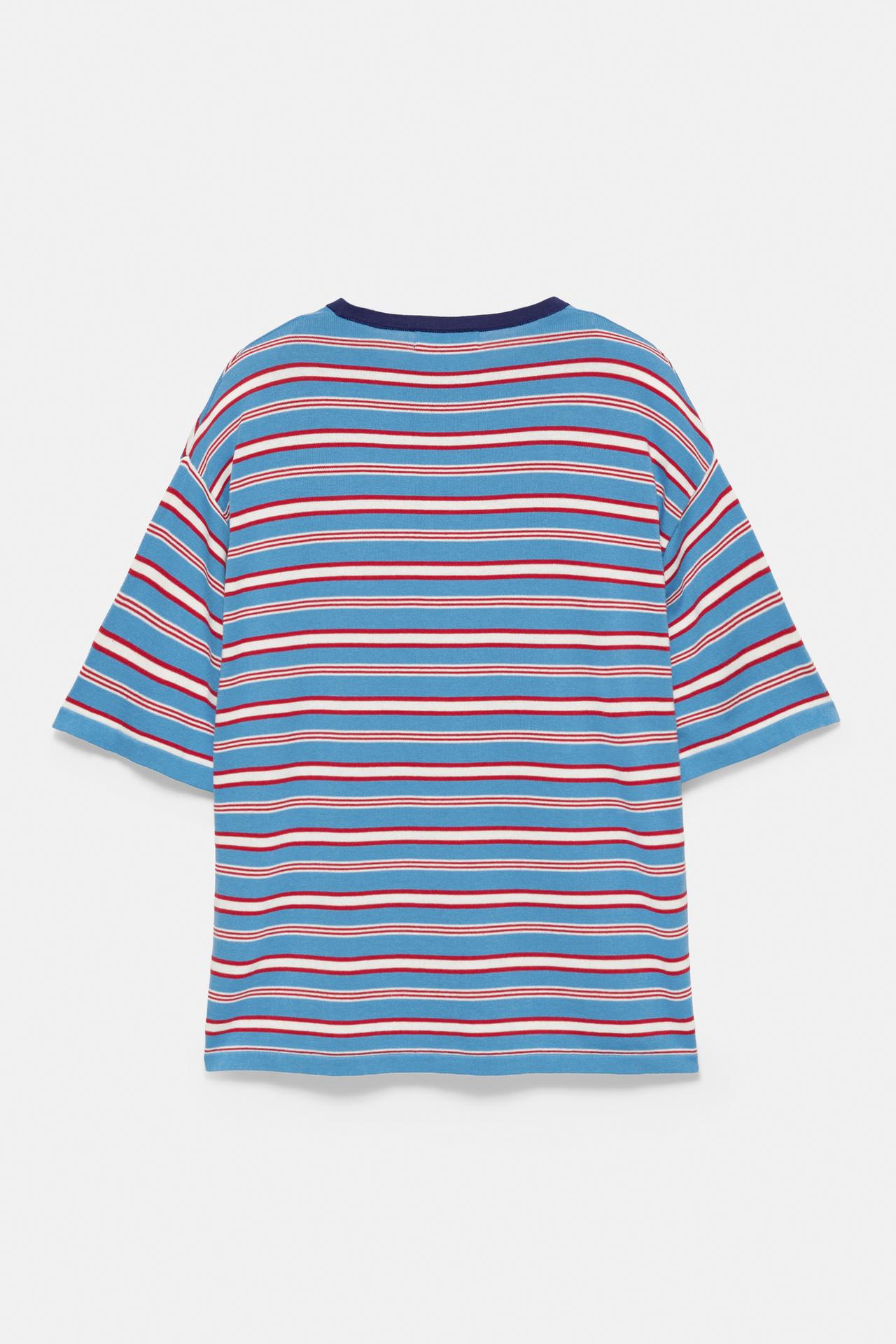 Striped knit T-shirt — Pale blue