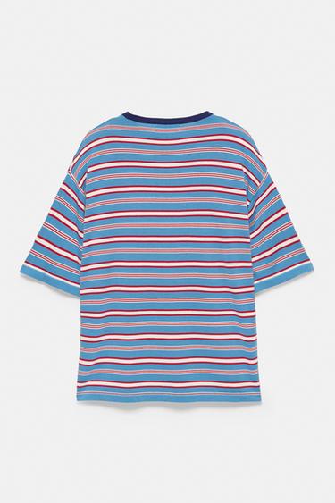 Striped knit T-shirt — Pale blue 6