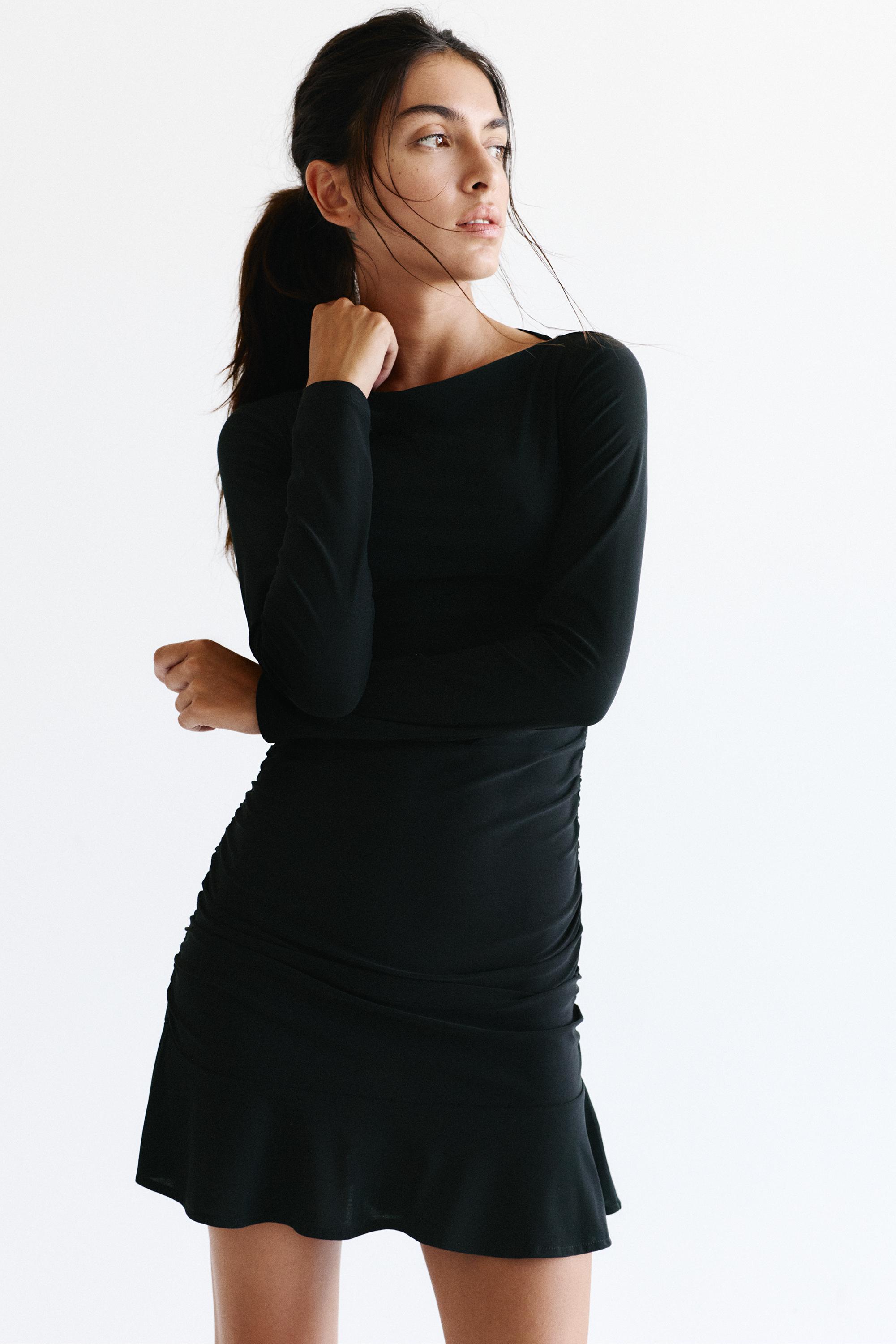 Gathered short dress — Black