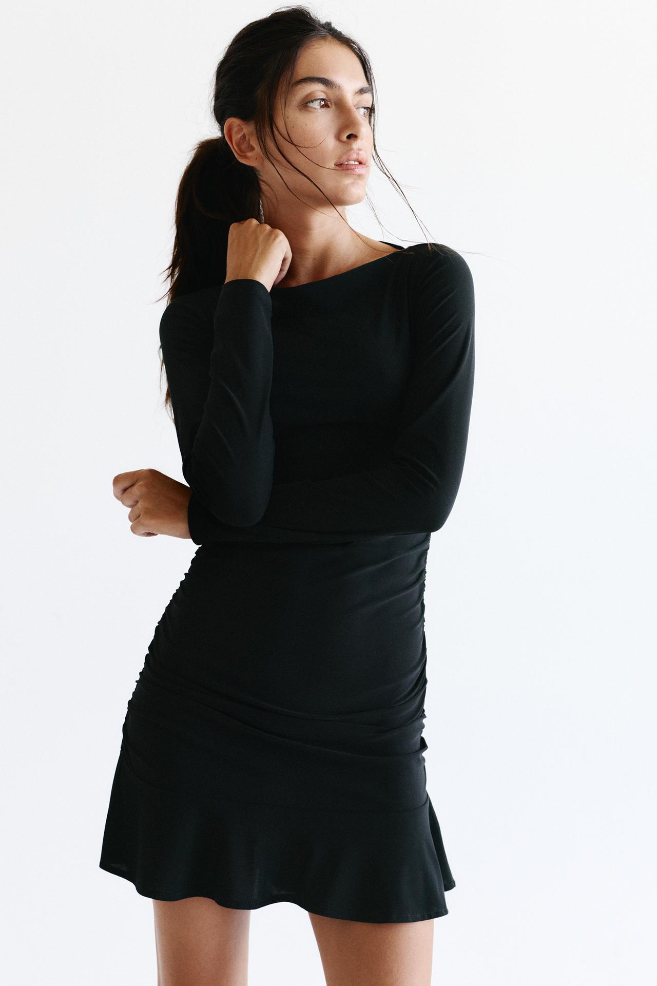 Gathered short dress — Black