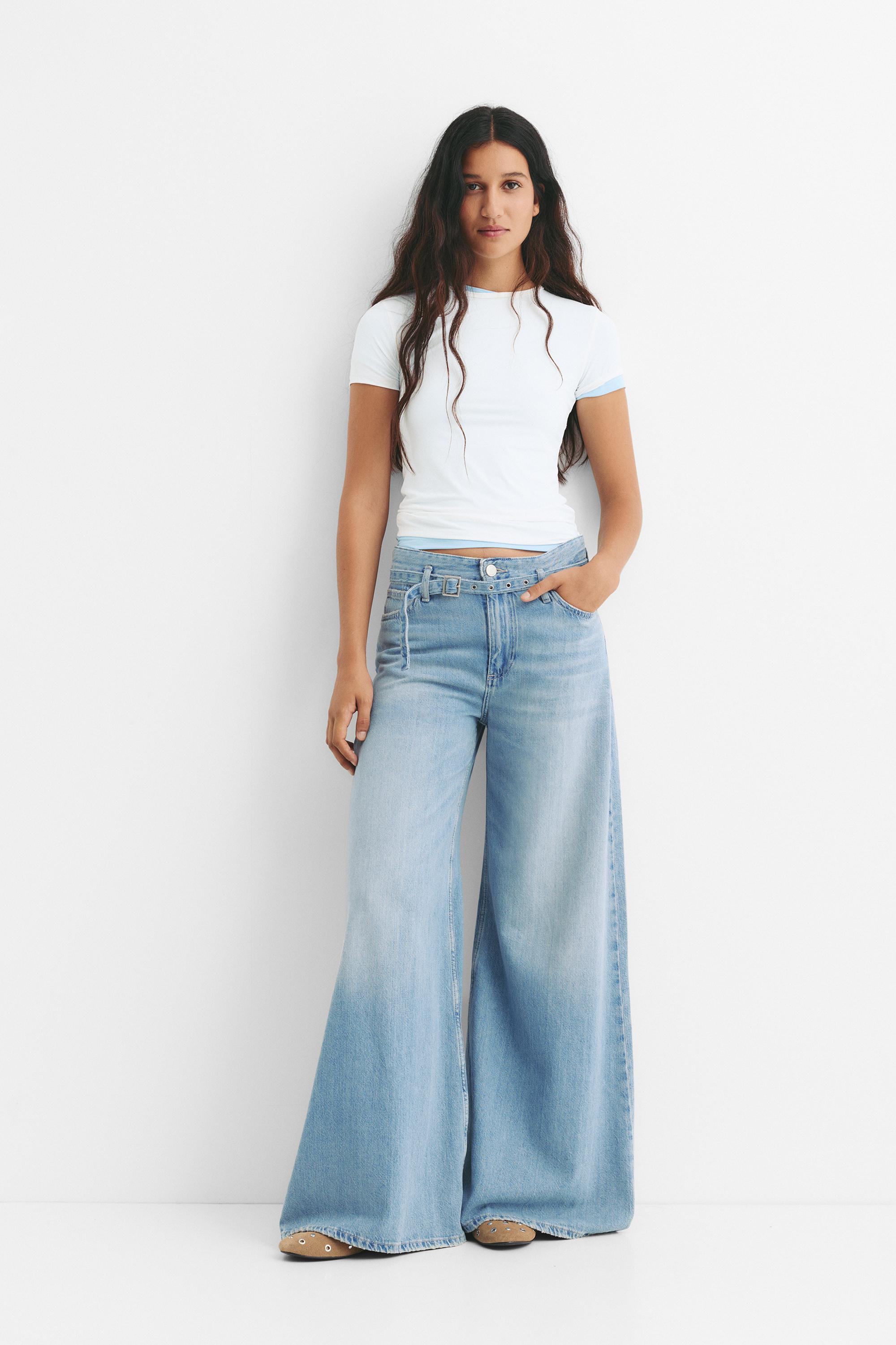 Super Wide Leg Jeans Mit Gürtel