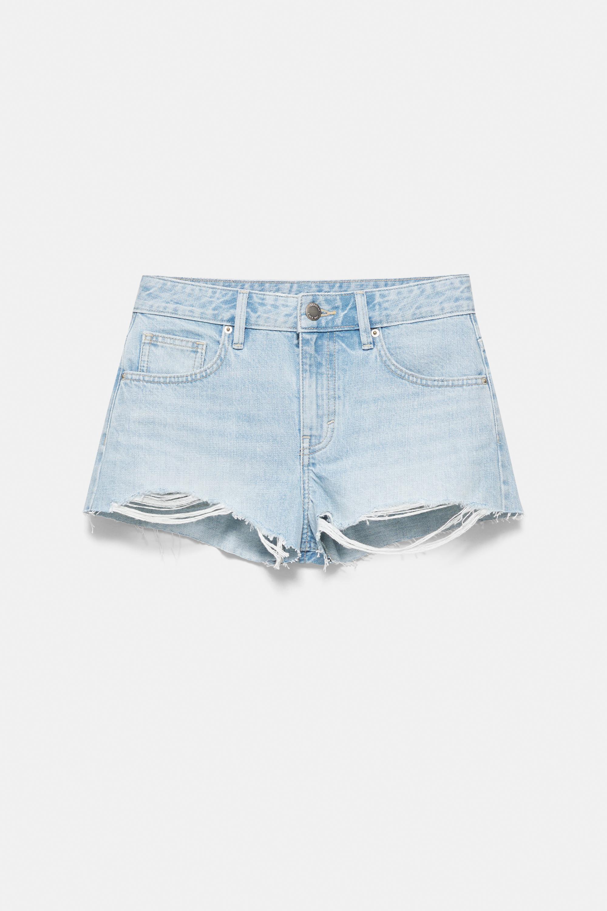 Mini ripped denim shorts — Pale blue
