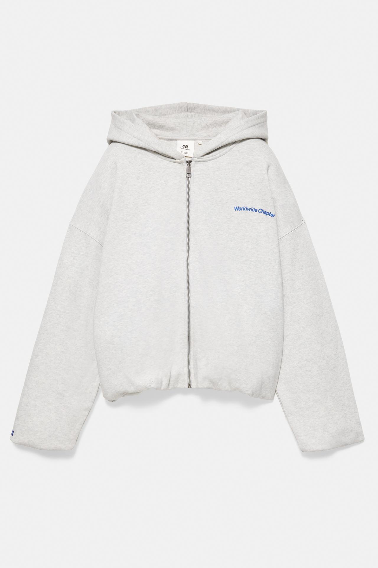 Zip-up hood sweatshirt — Grey marl
