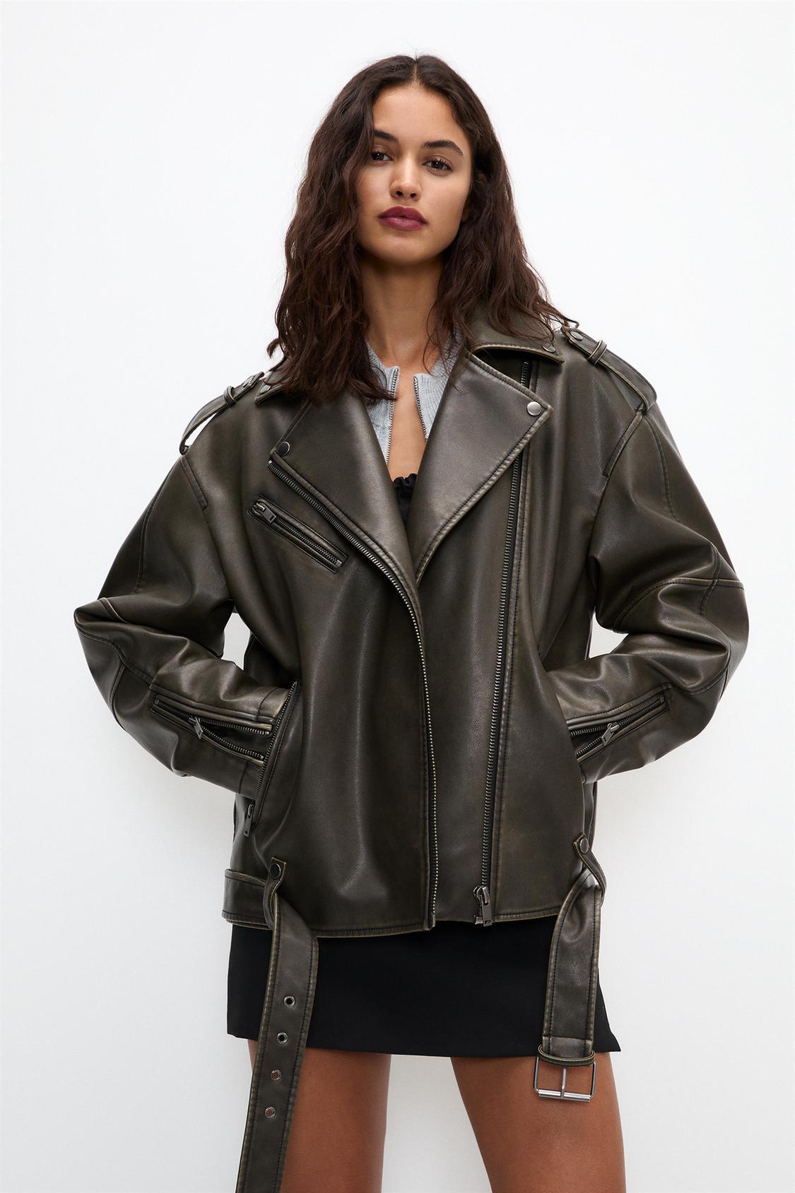 Giacca Biker Giacca In Pelle Pull And Bear Leather Biker Jacket
