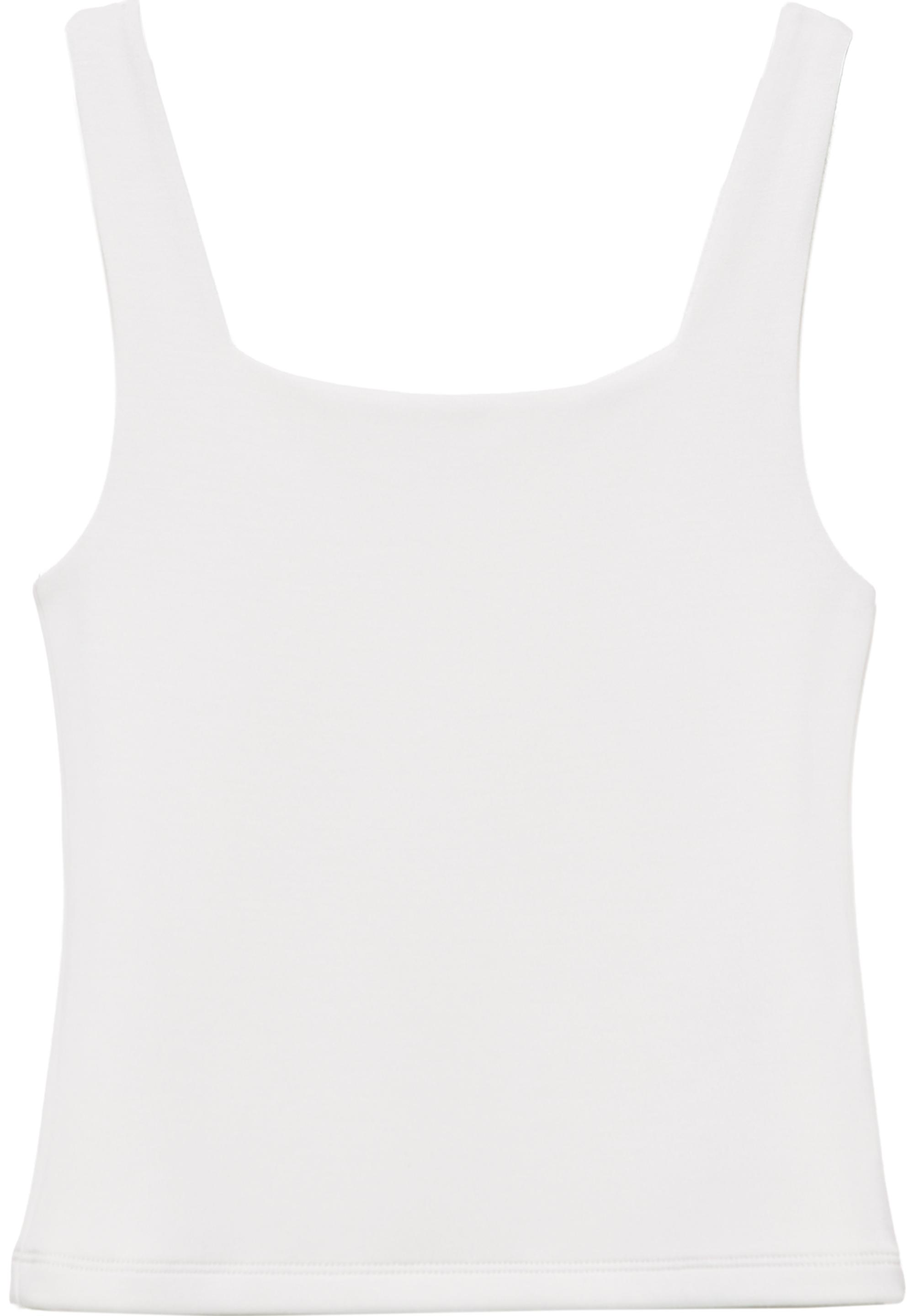 Square neck strappy top — Ecru