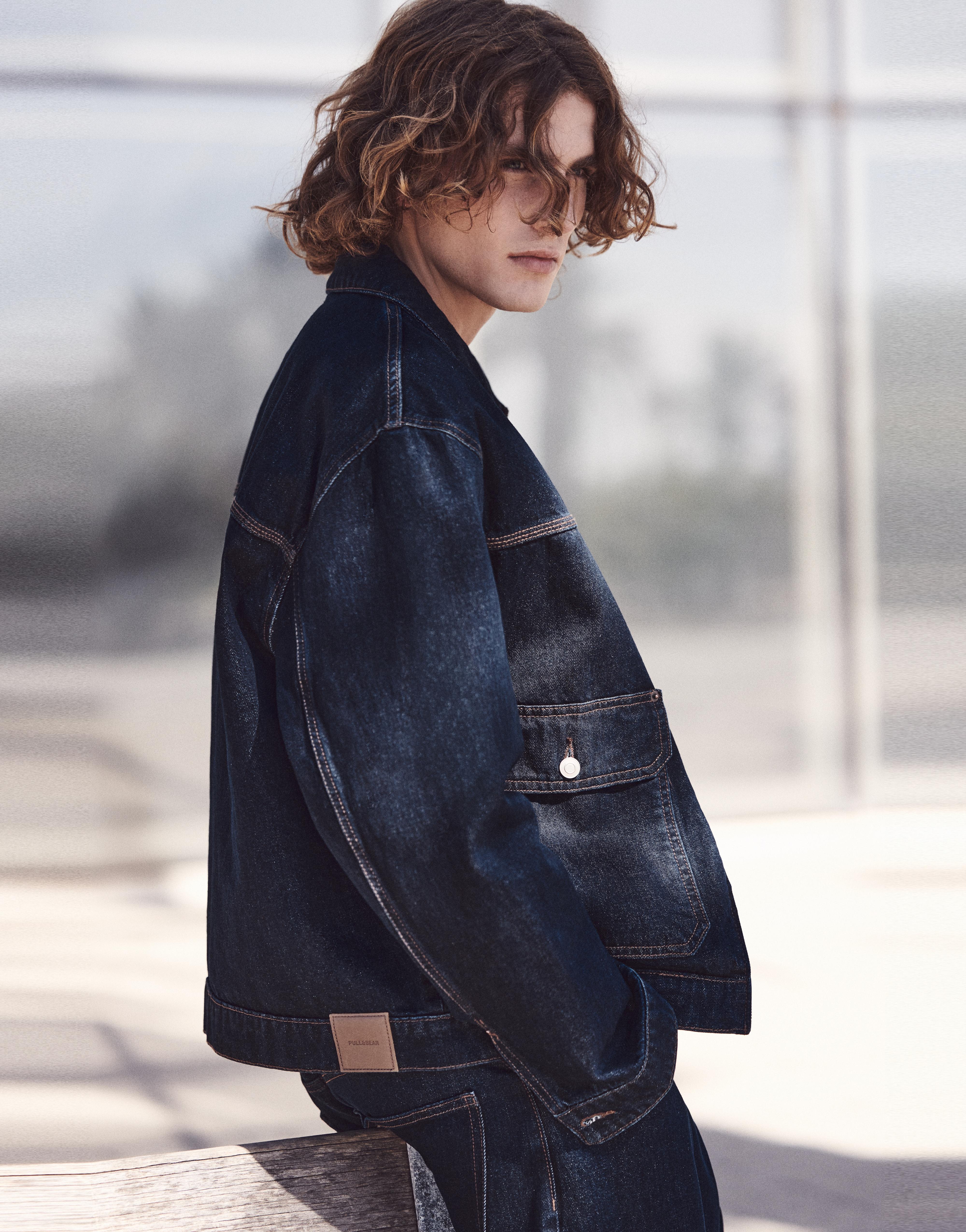 Multi-pocket denim jacket — Navy