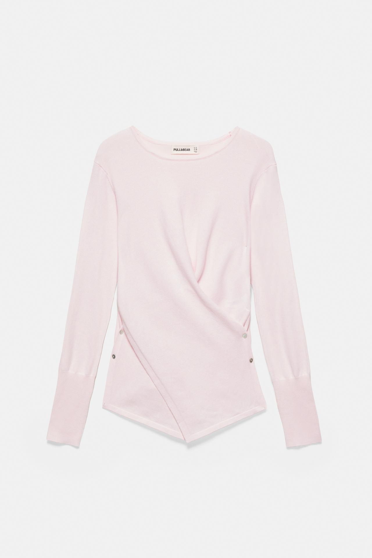 Buttoned crossover jumper — Pink