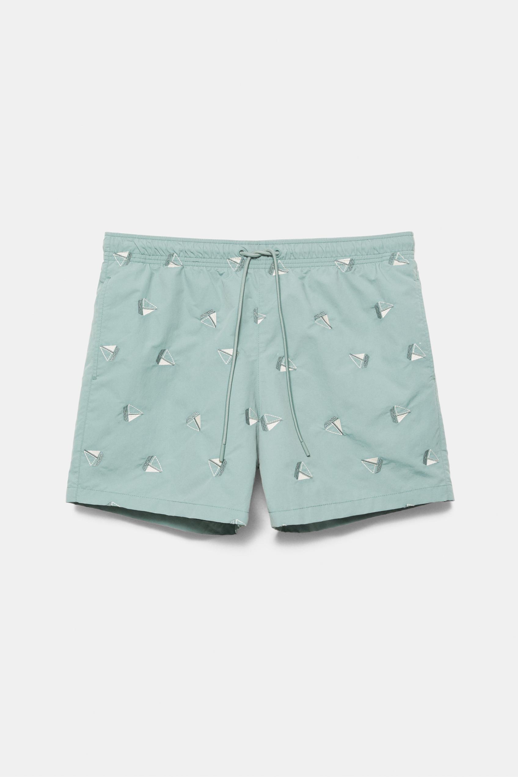 Embroidered board shorts — Greenish