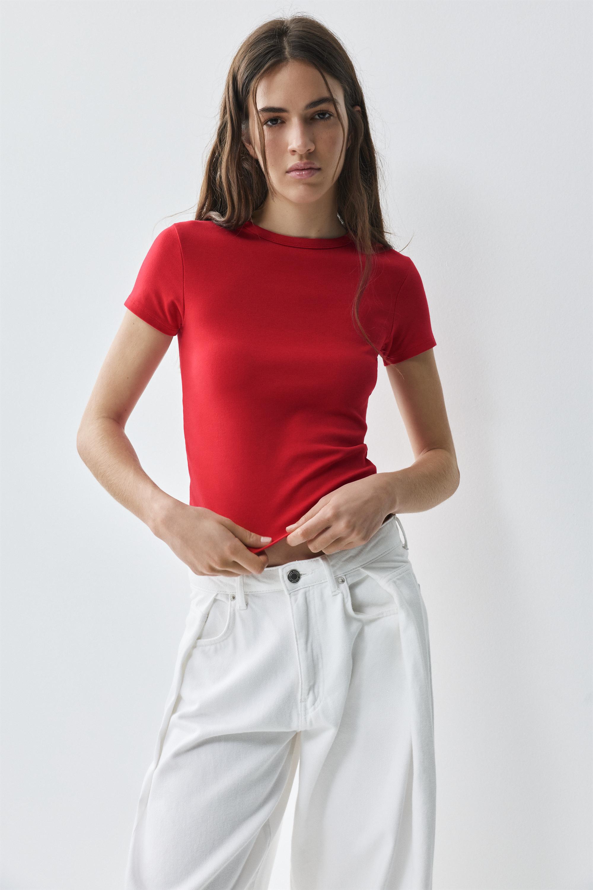 Fitted short sleeve T-shirt — Red