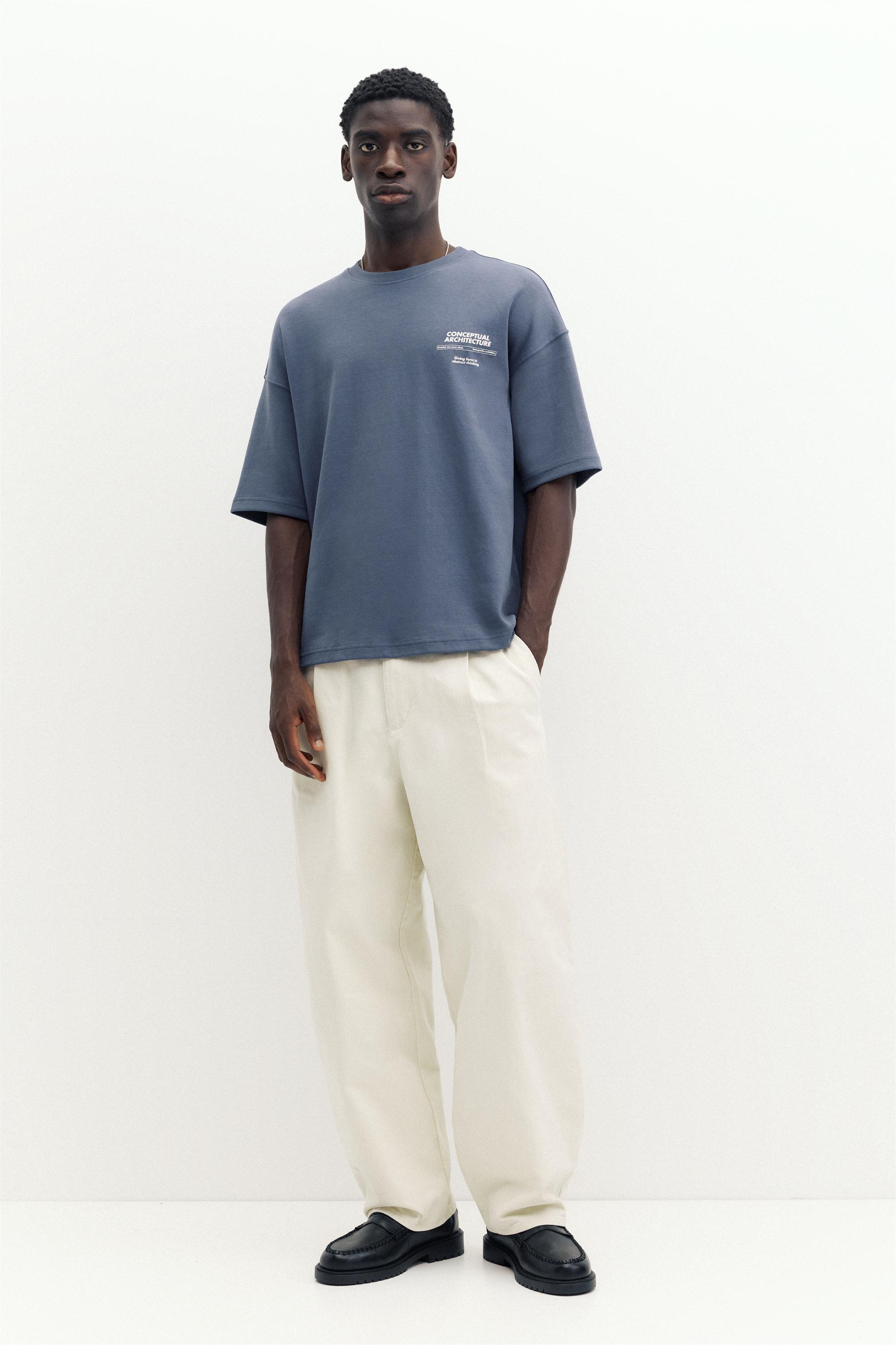 Short sleeve graphic sweatshirt — Indigo blue