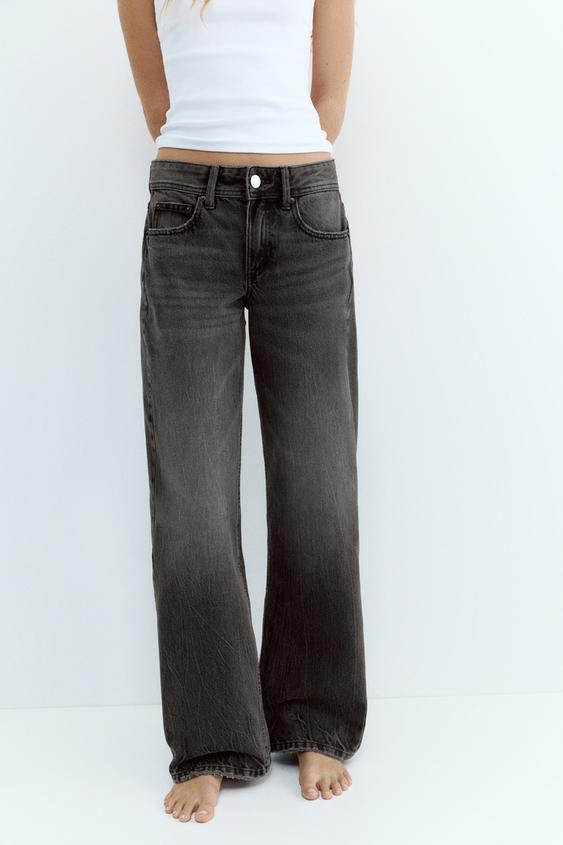 Jeans A Barile Donna Con Vita Bassa E Coulisse - Baggy Jeans Vintage In Denim, Gamba Larga A Ferro Di Cavallo, Pantaloni Casual Con Tasche, Comodi E Morbidi
