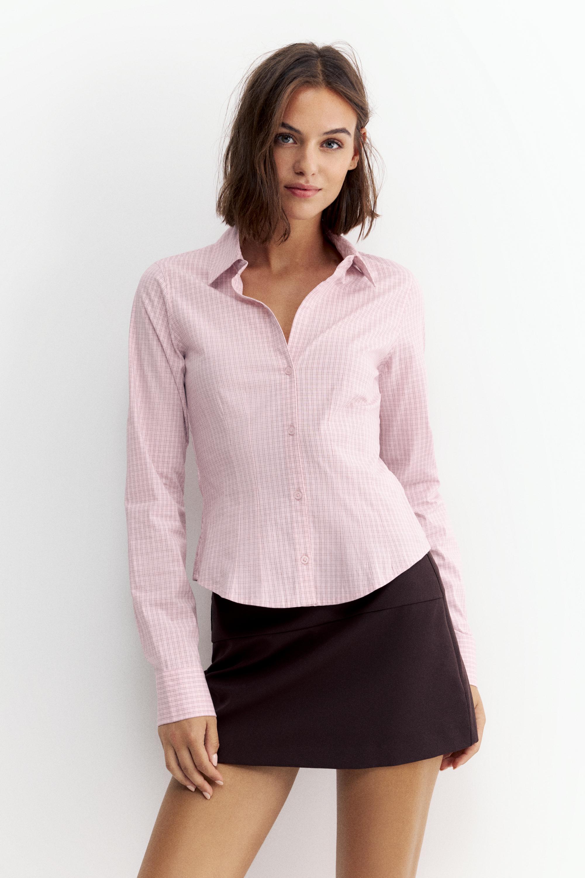 Fitted wide-cuff shirt — Pink