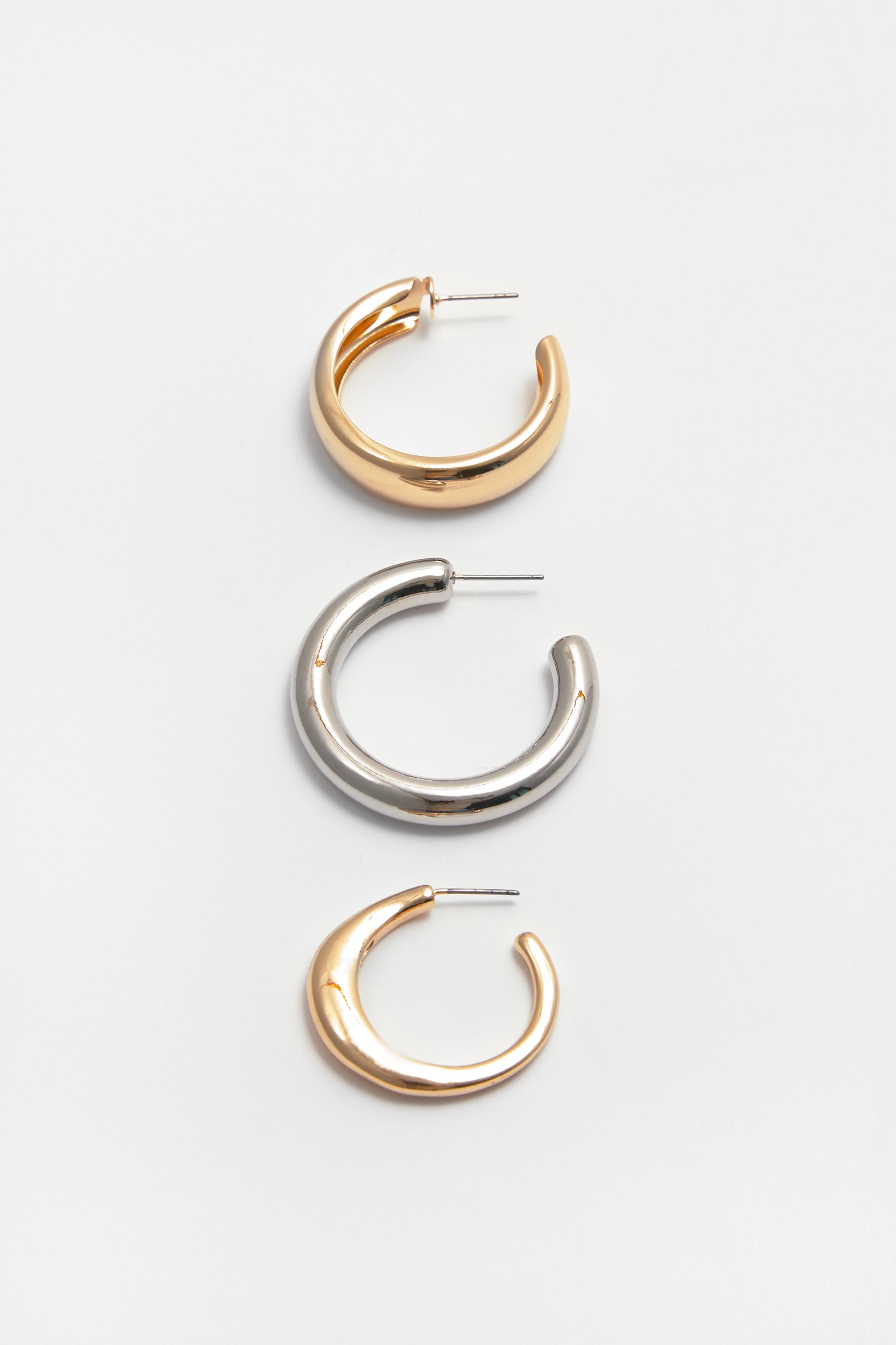 Pack of 6 pairs of hoop earrings — Gold