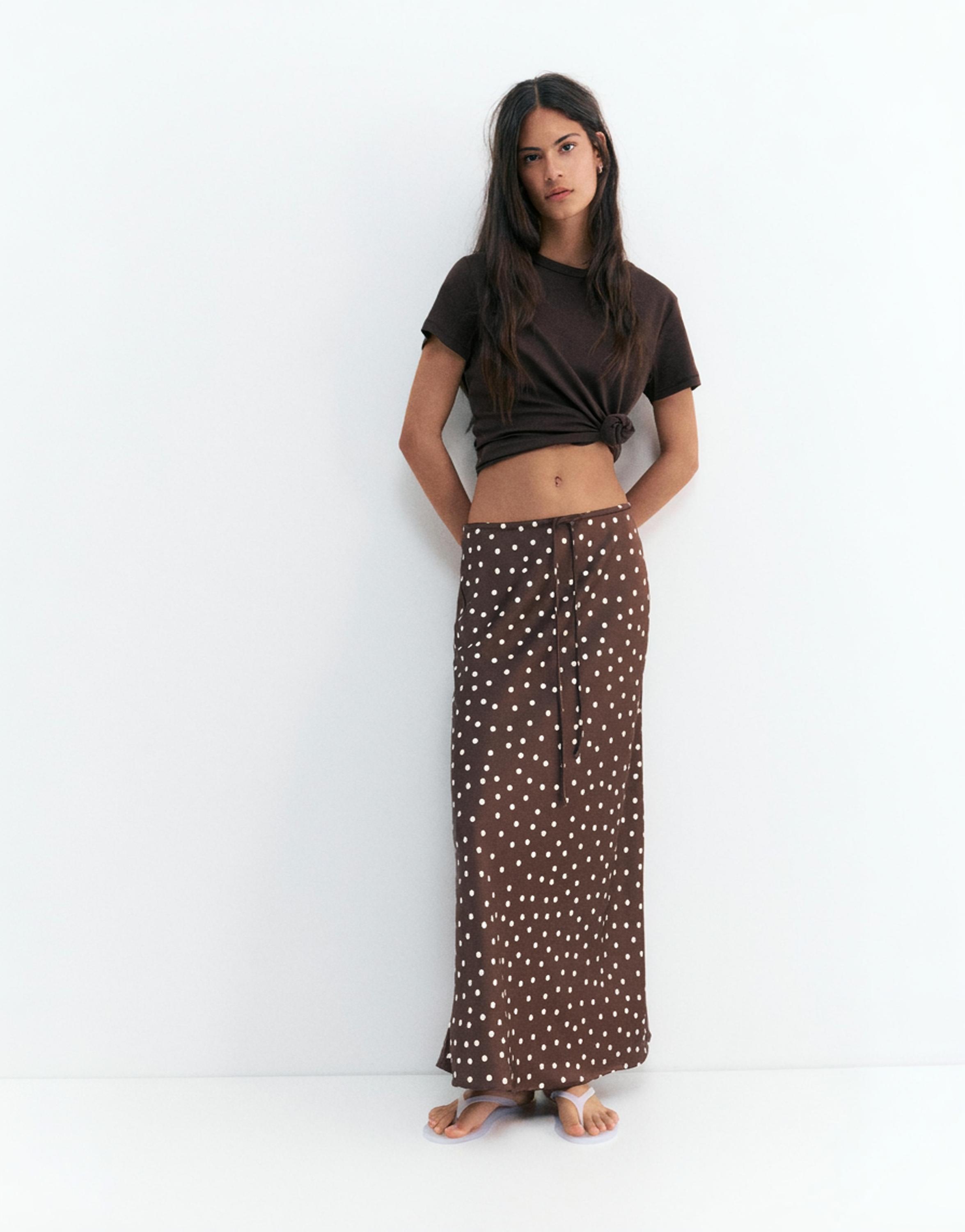 Satin midi skirt — Print 1