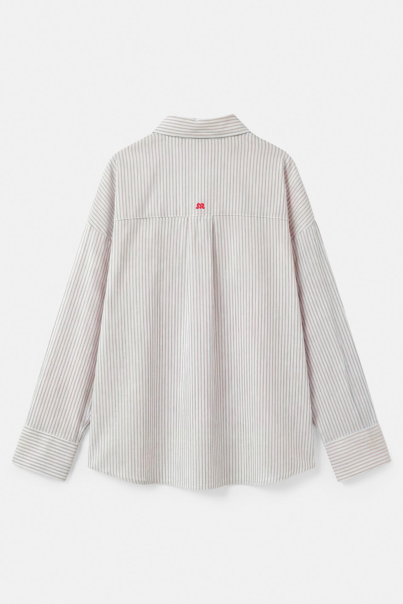 Embroidered striped shirt — Pastel blue