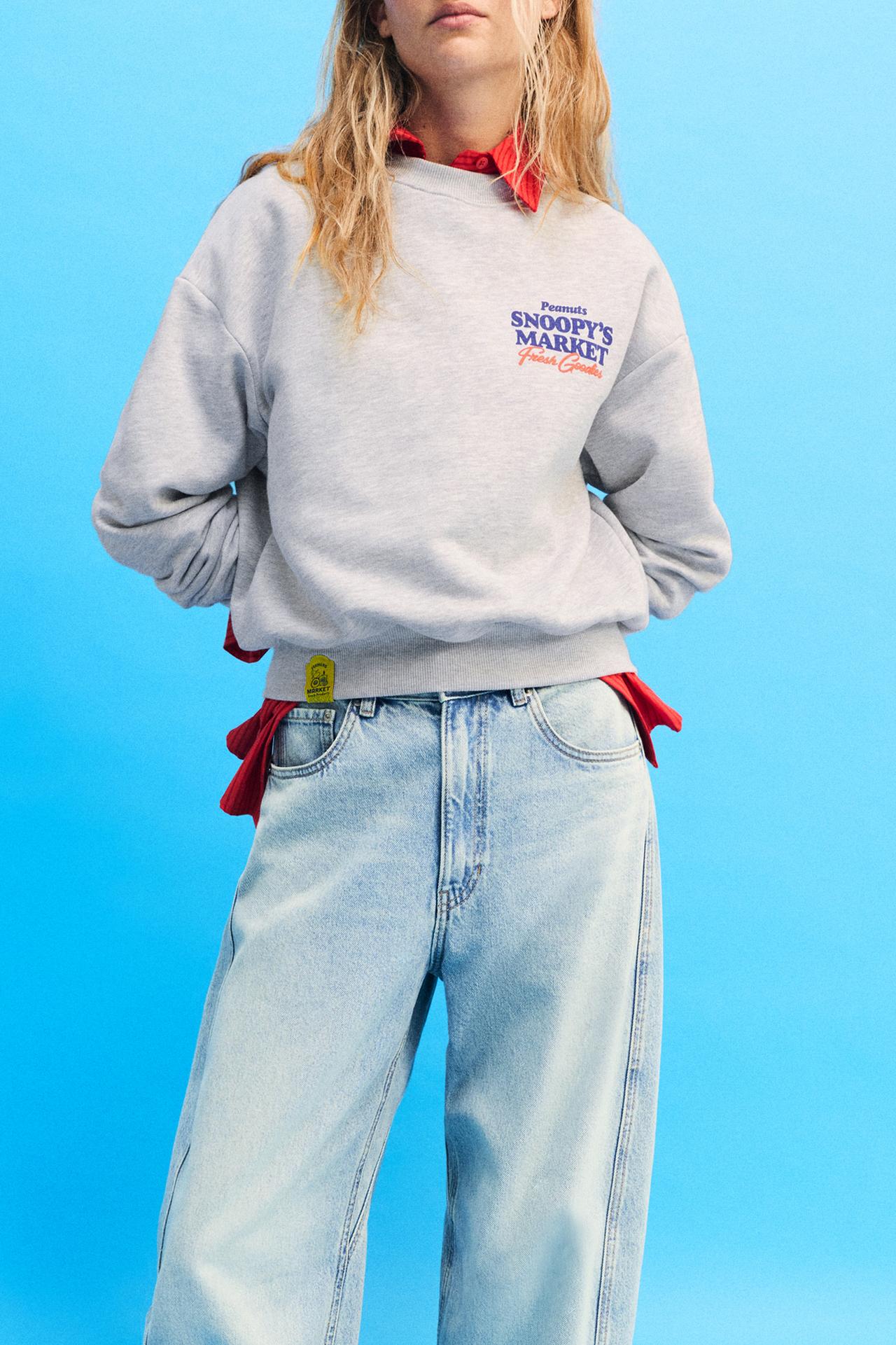 Snoopy round neck sweatshirt — Grey marl