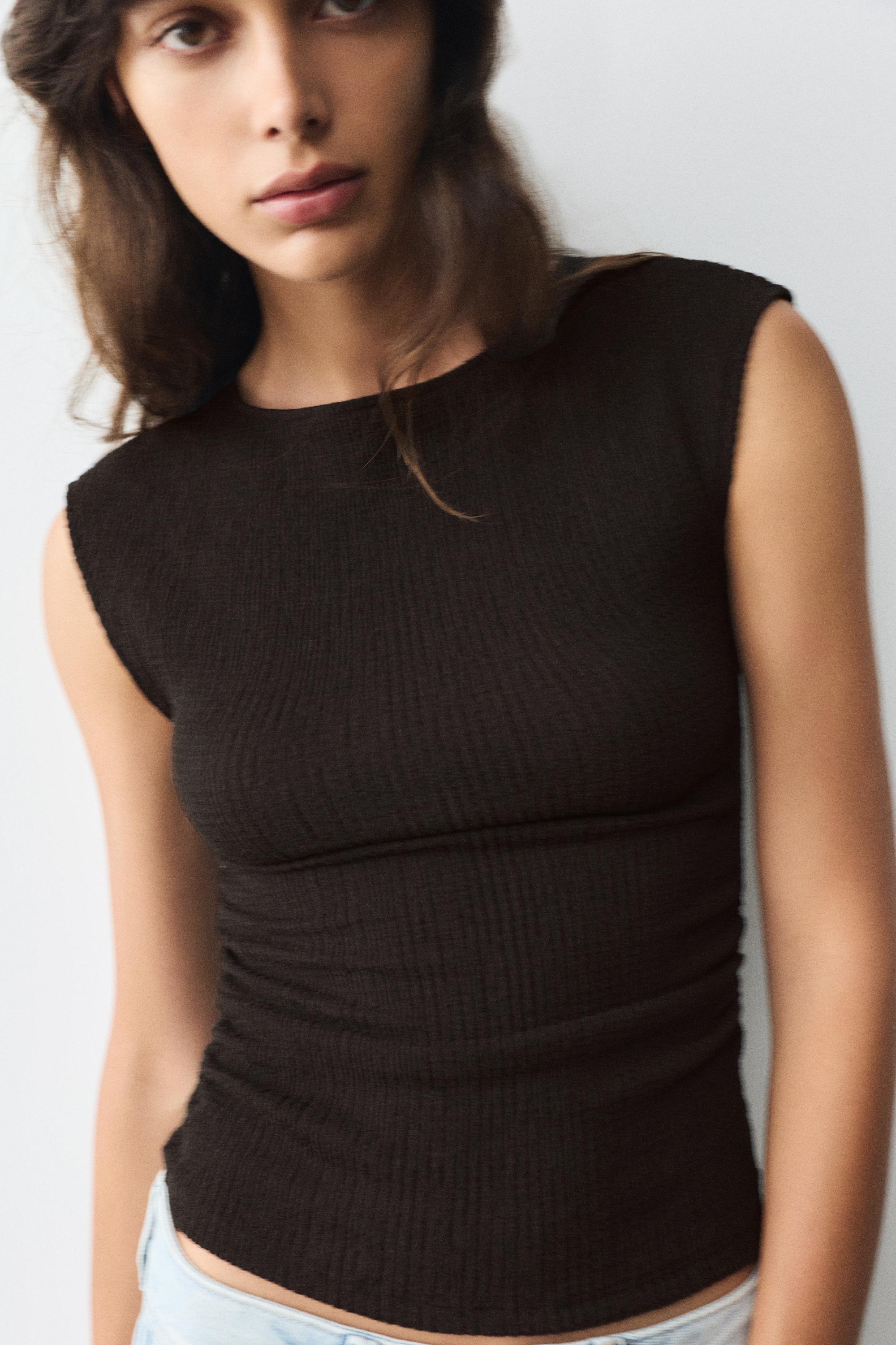 Crepe top — Brown