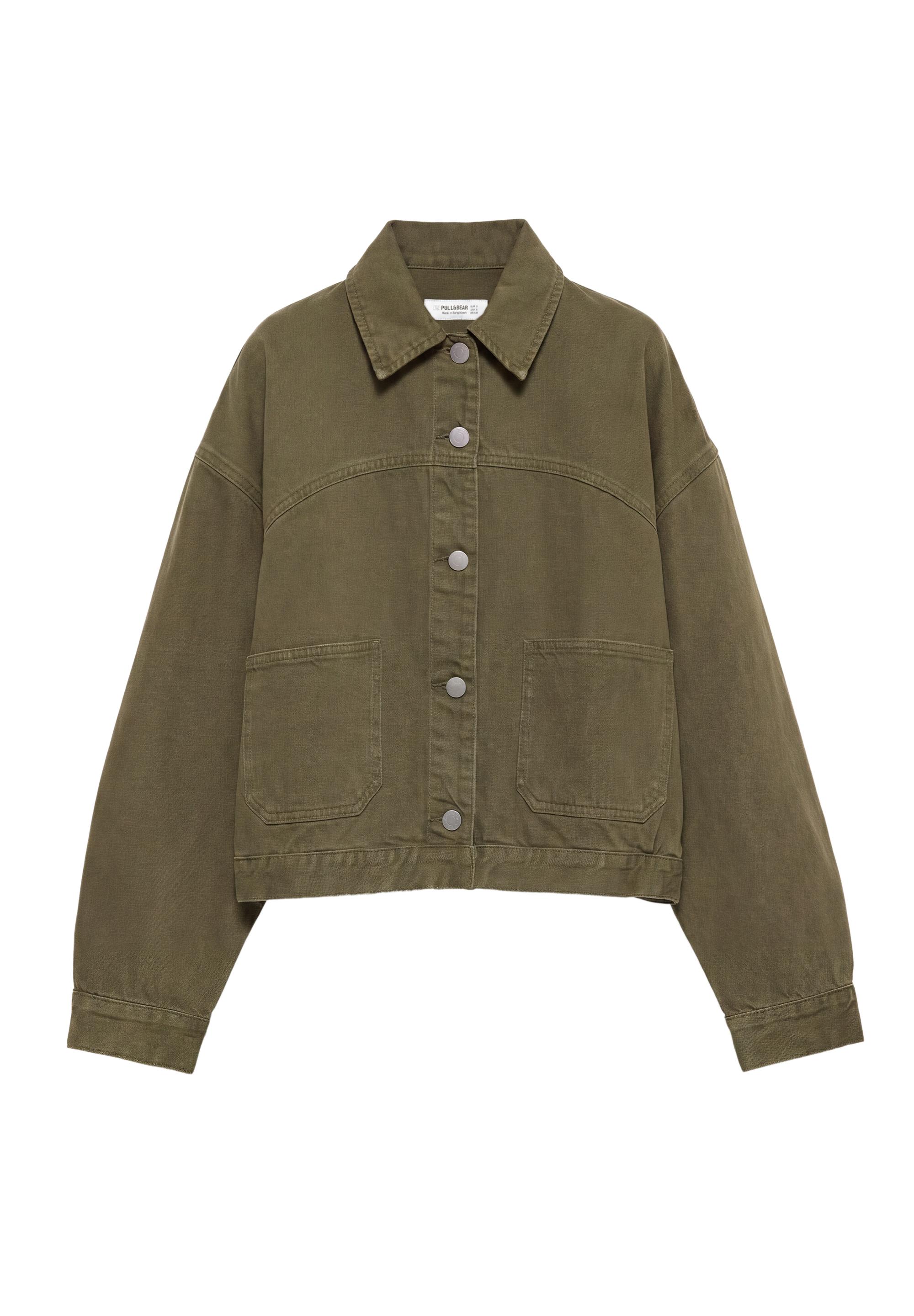 Boxy denim overshirt — Khaki