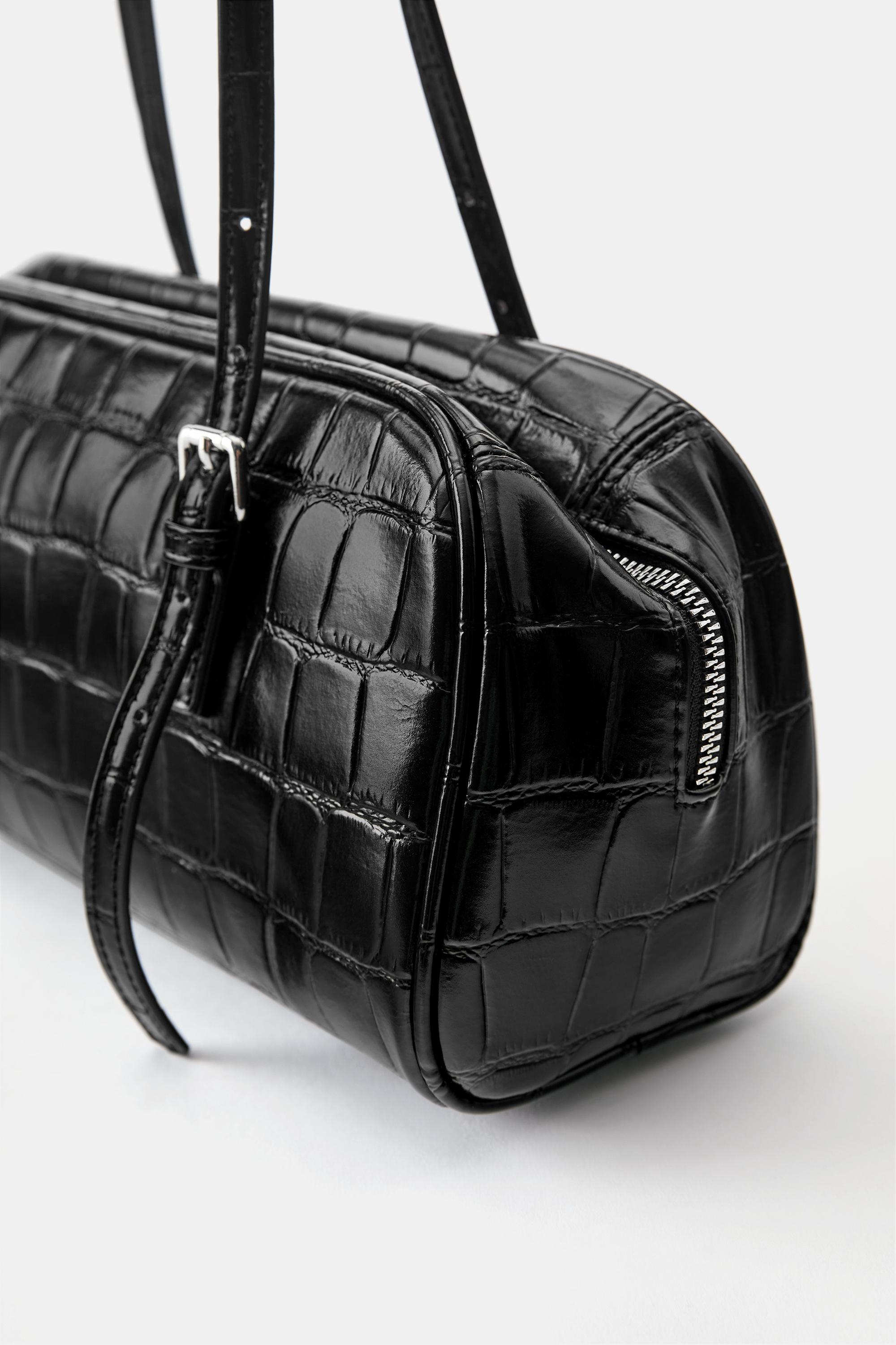 Textured shoulder bag — Black