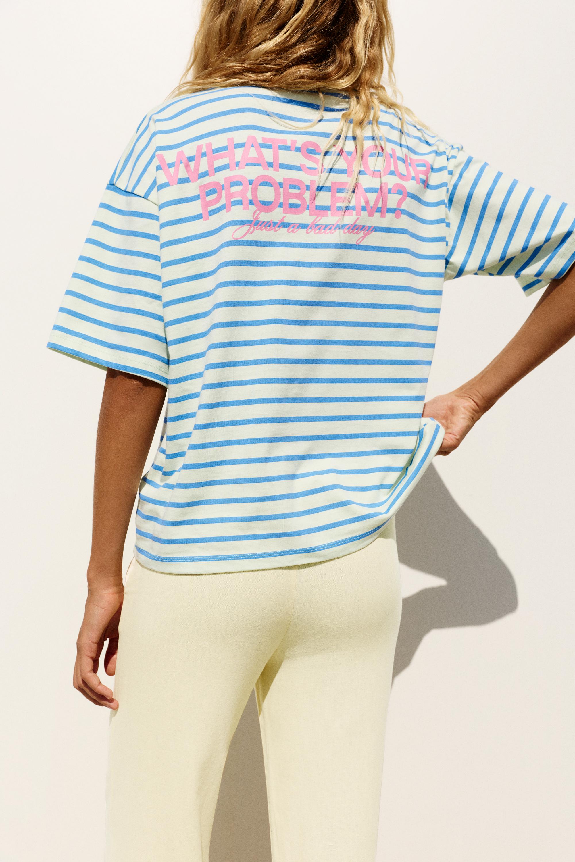Oversize striped T-shirt — Blue/White