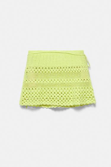 Crochet mini skirt — Lime 7
