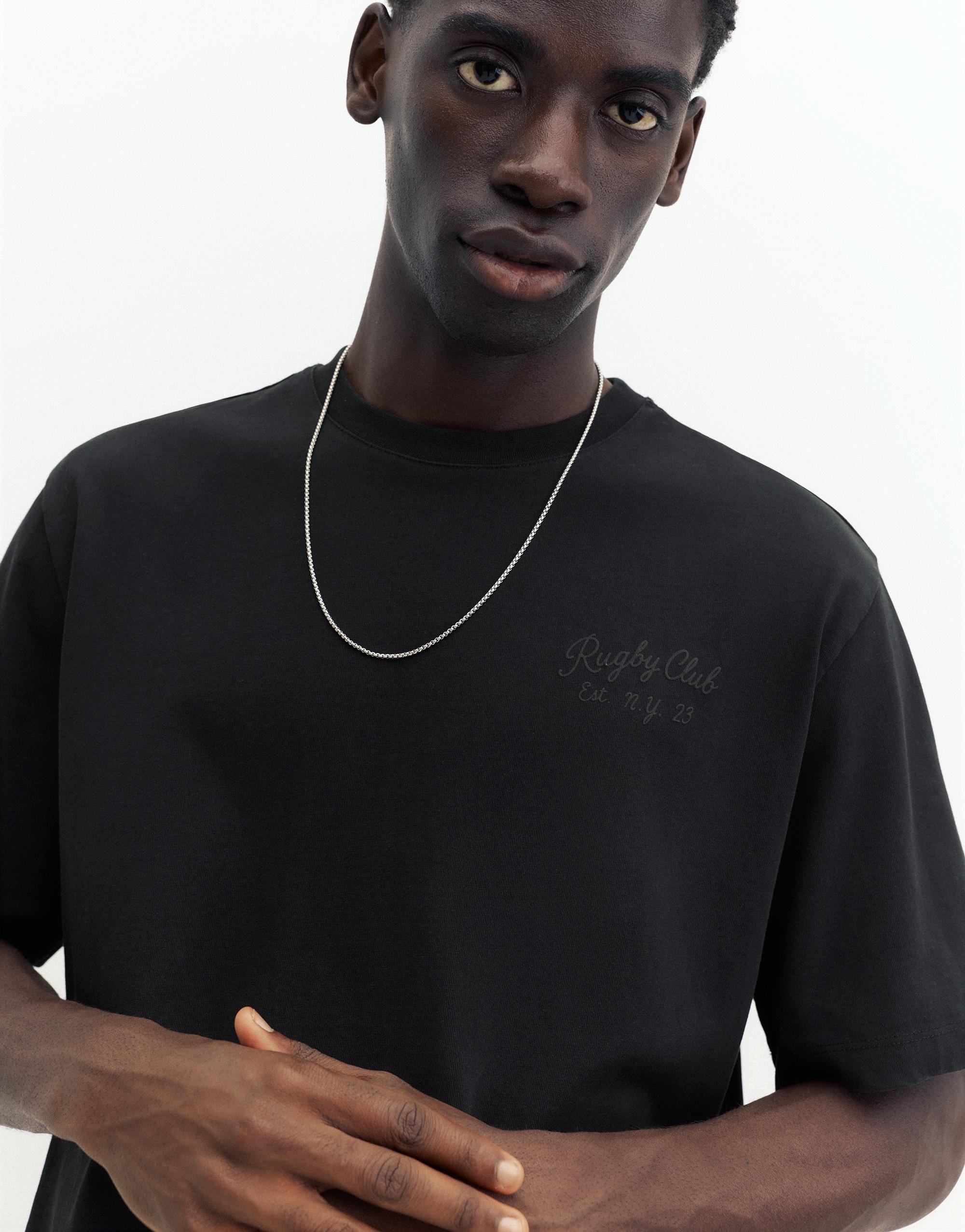 Regular fit embroidered T-shirt — Black