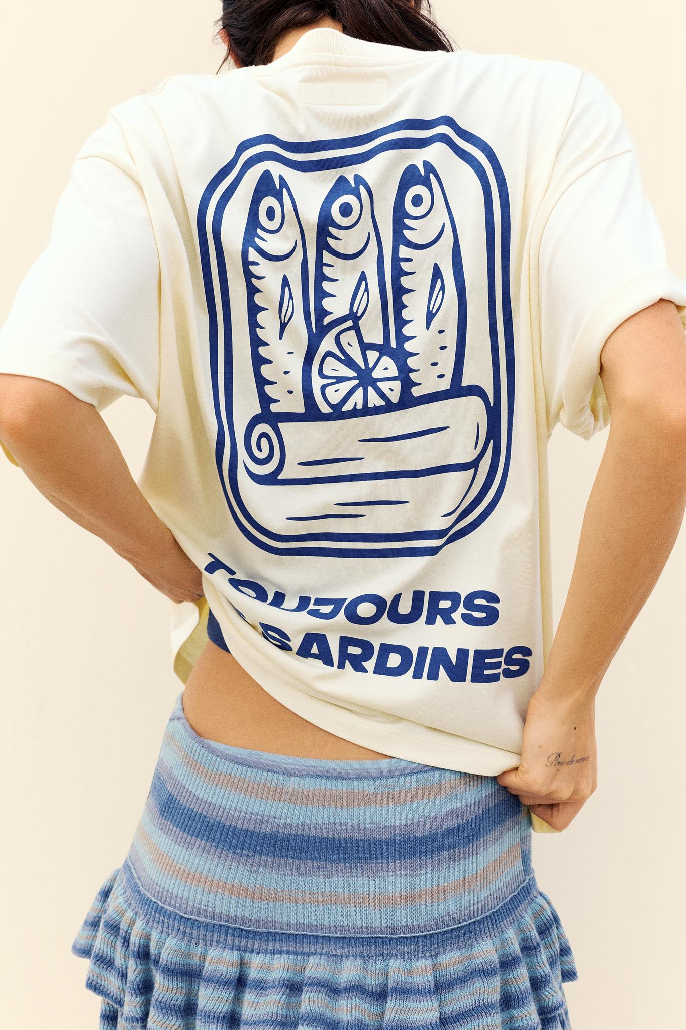 Oversize sardine graphic T-shirt — Yellow