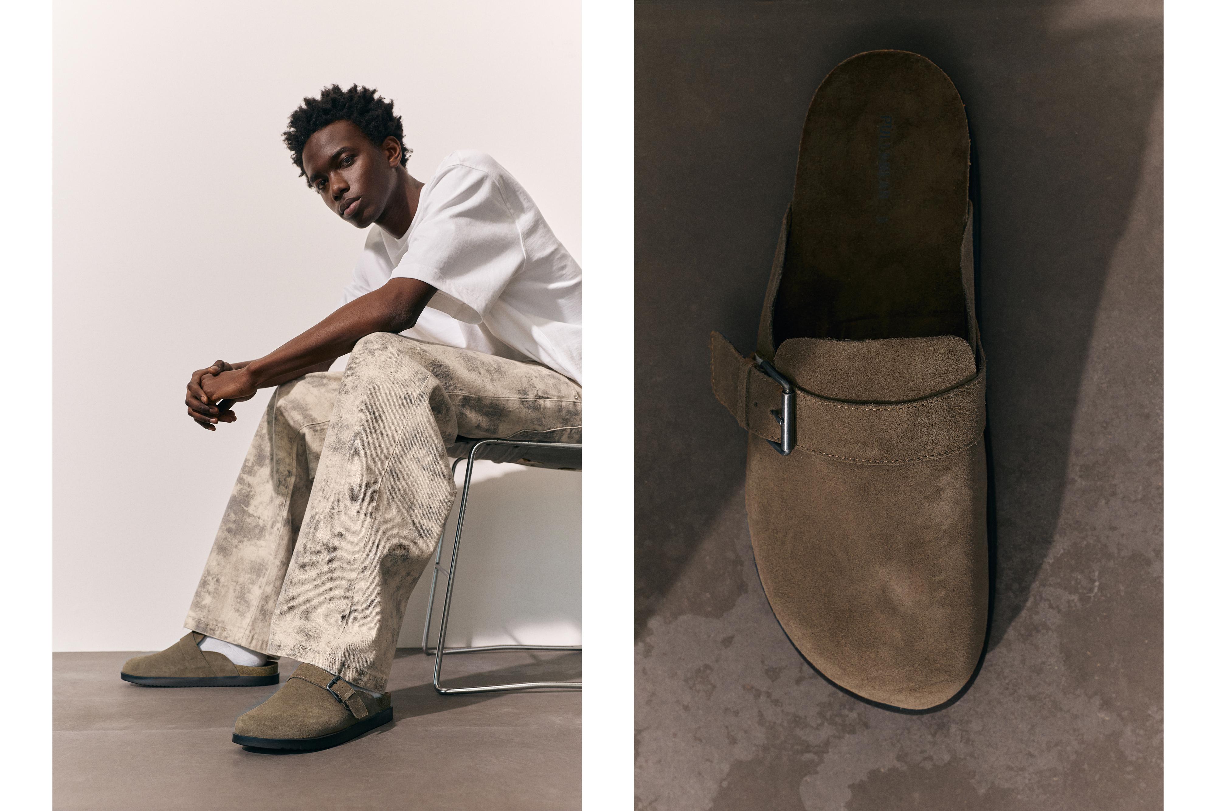 Leather buckle clogs — Brown