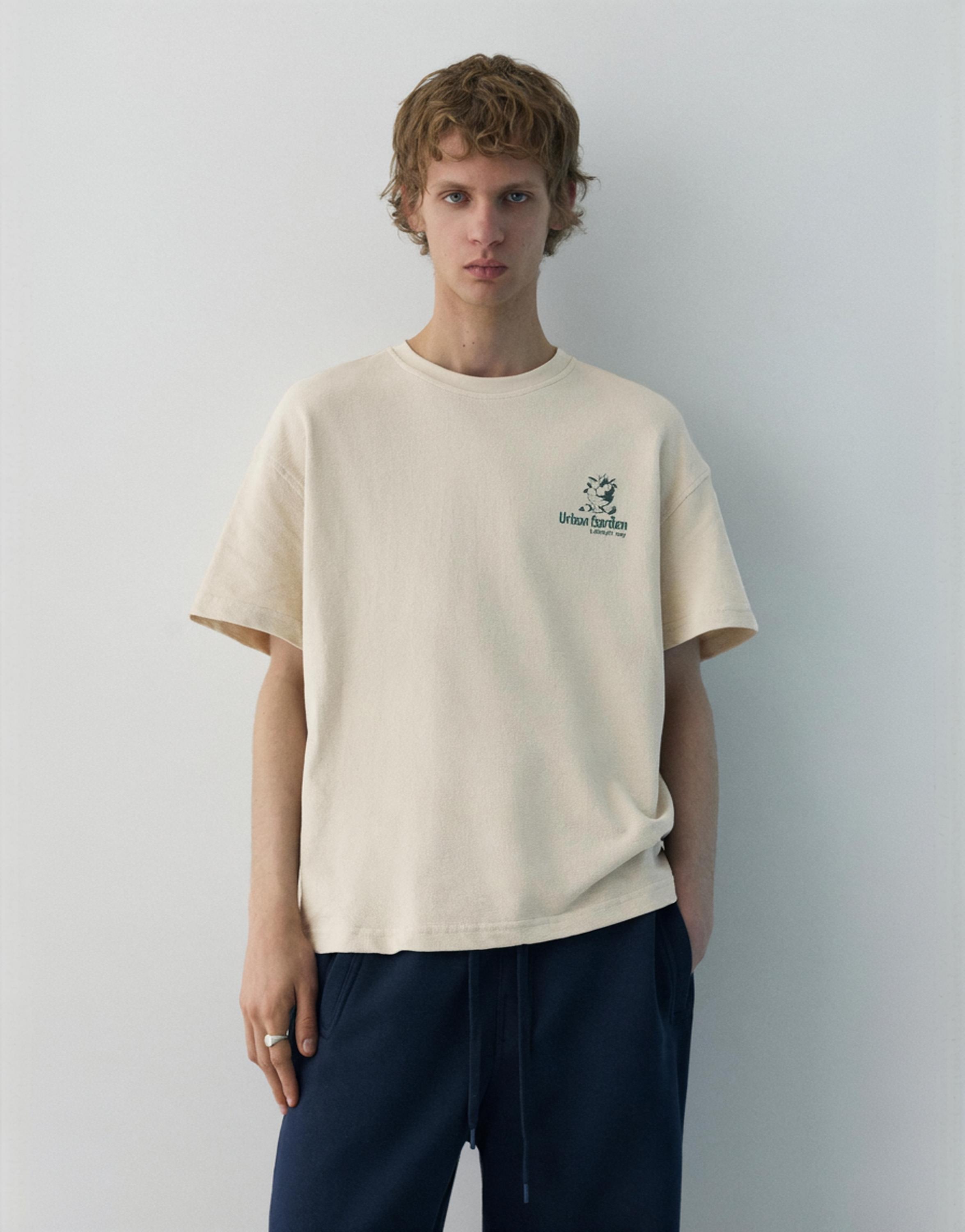 Grafik baskılı dokulu t-shirt - Görsel 7