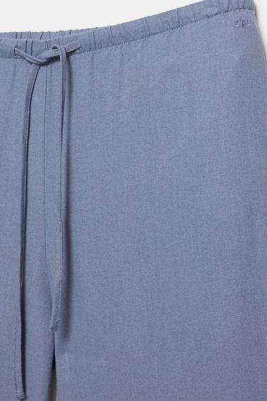 Linen blend joggers — Blue 8