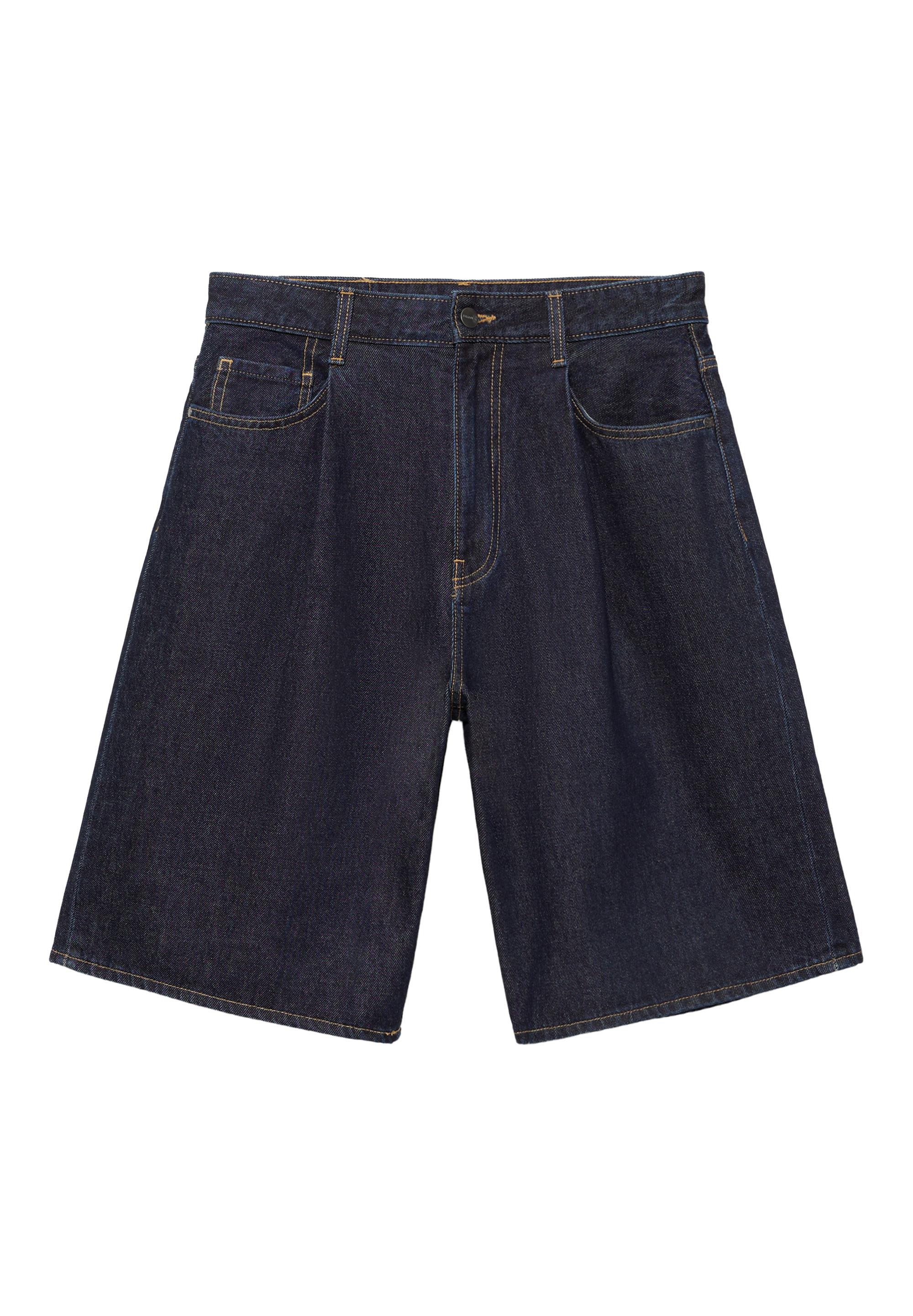 Pens detaylı geniş paça denim bermuda - Görsel 4