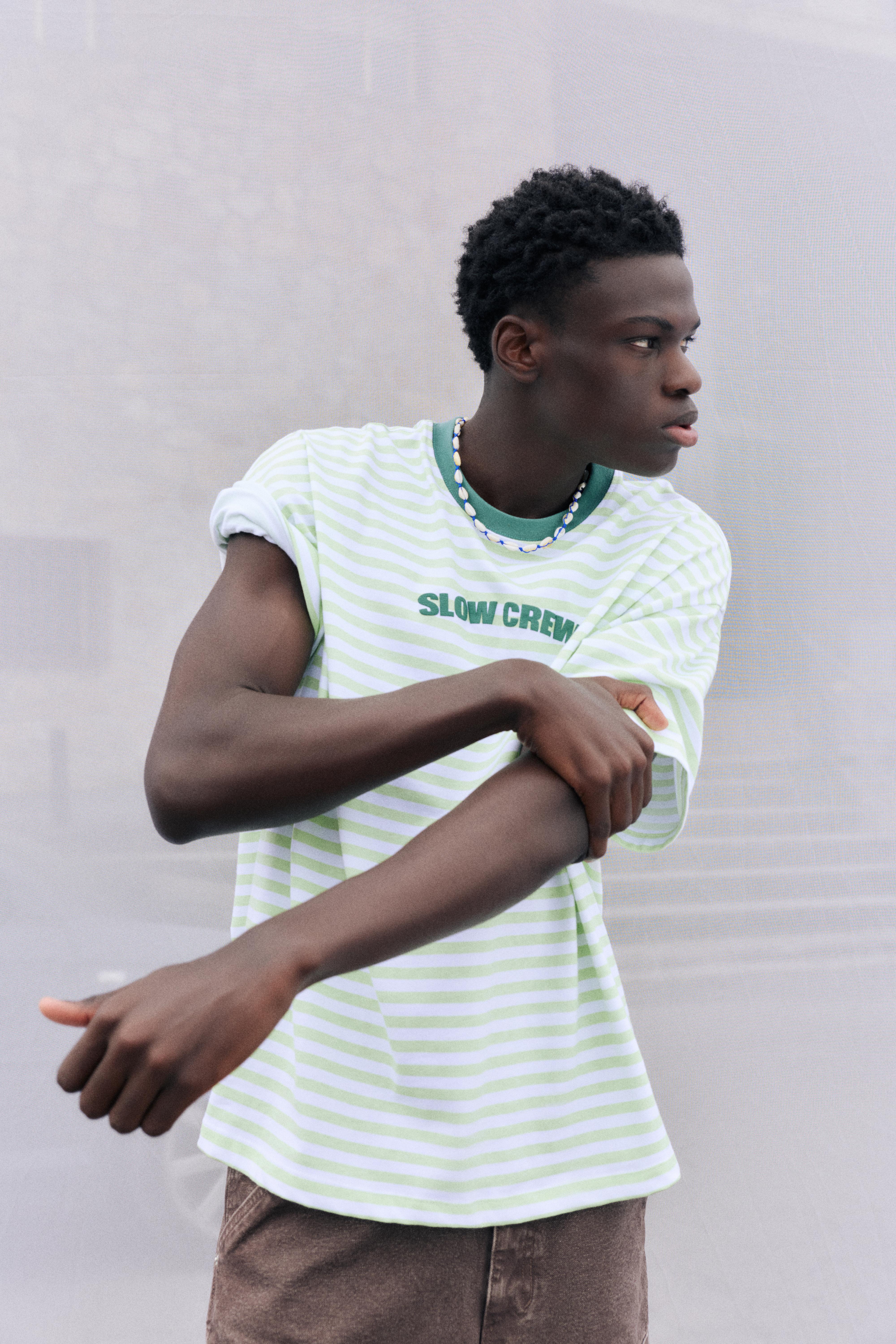 STWD boxy striped T-shirt — Green