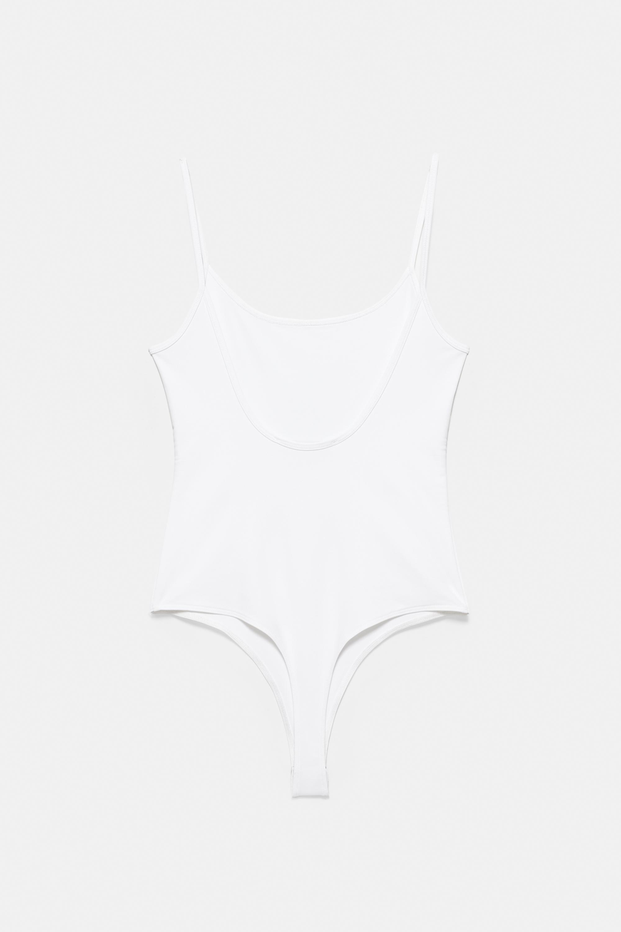 Polyamide bodysuit with thin straps — White