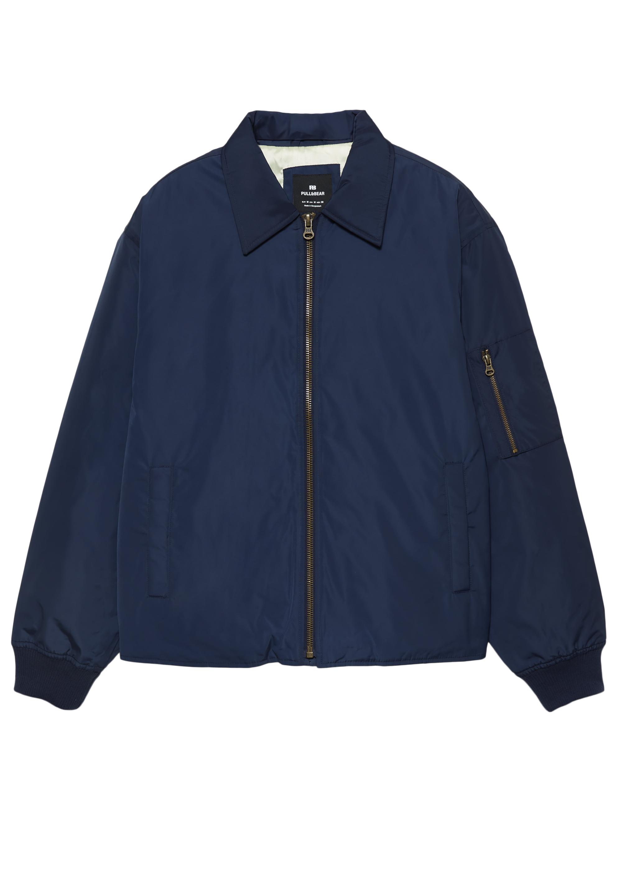 Bomber jacket with shirt collar — Dark navy