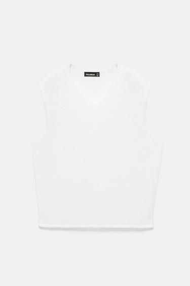 V-neck knit vest — Ecru 5